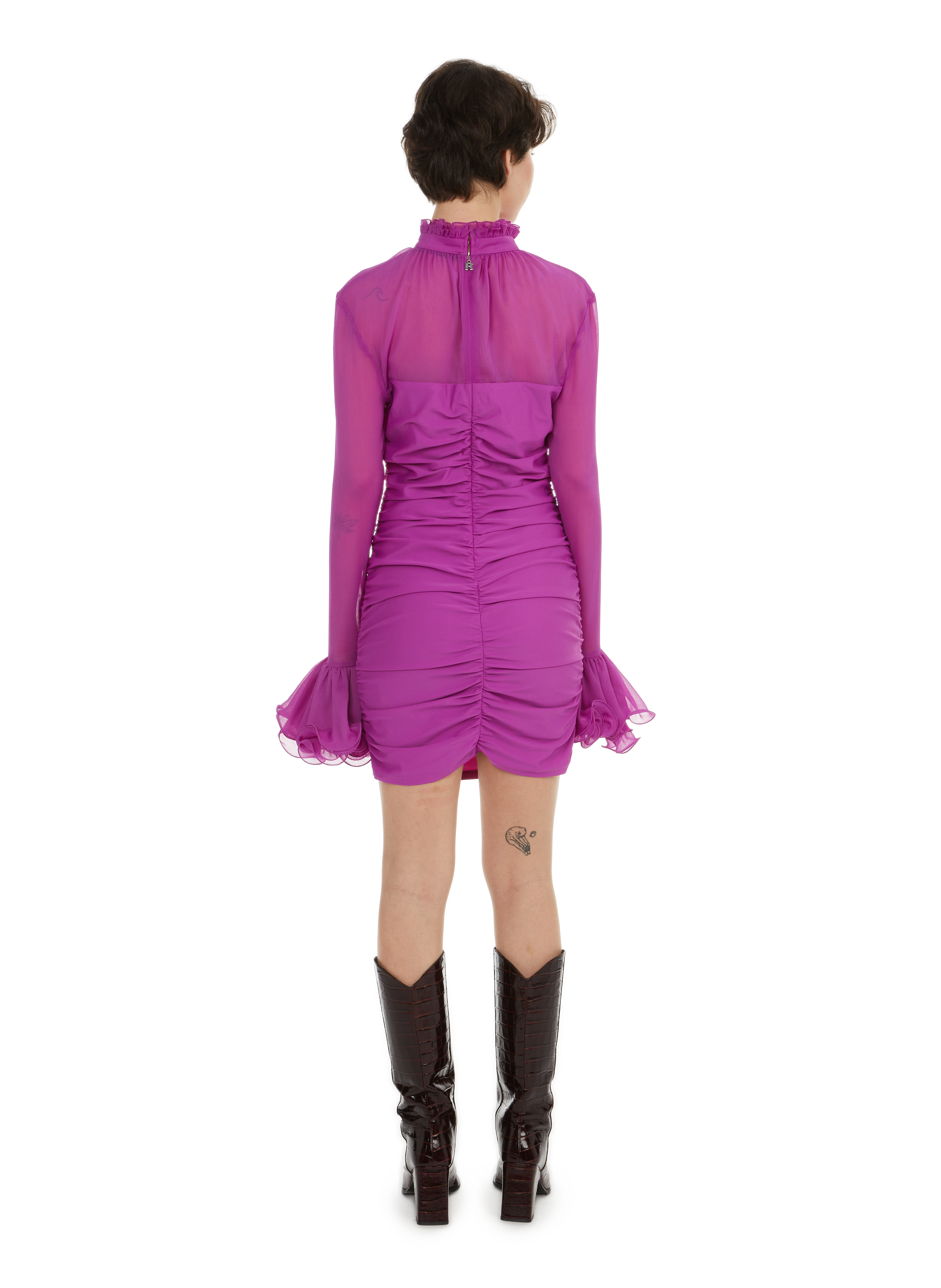 Robe courte froncée ROTATE Violet