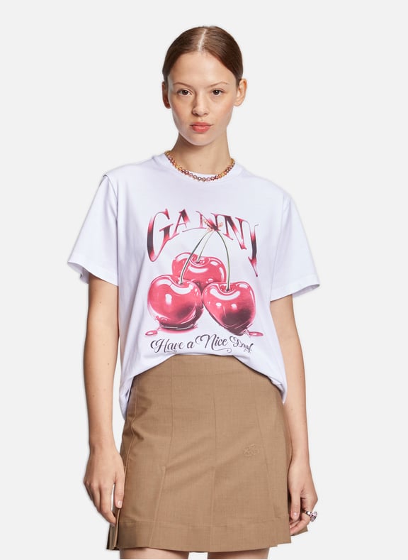 T-shirt en coton Blanc by GANNI GANNI T-shirt en coton Blanc