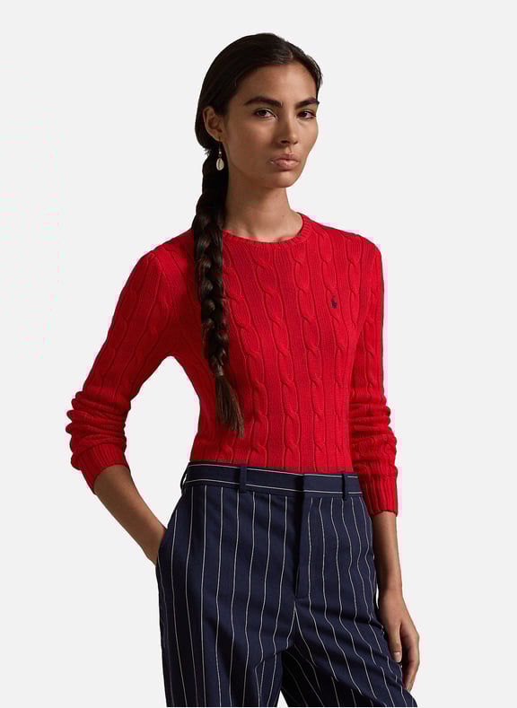 Cotton cable knit jumper Red by POLO RALPH LAUREN POLO RALPH LAUREN Cotton cable knit jumper Red