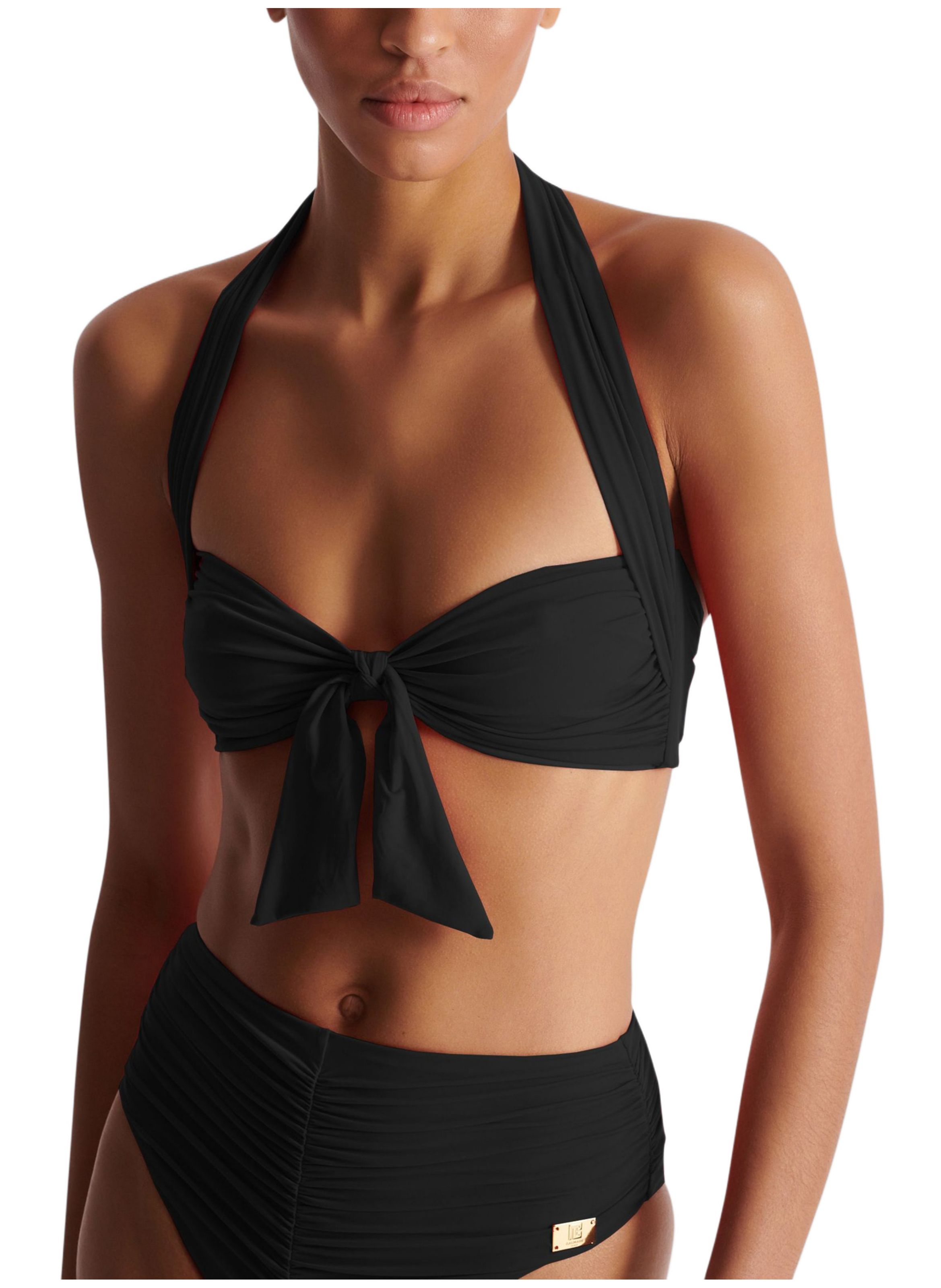 Maillot de bain deux pièces uni BALMAIN Noir