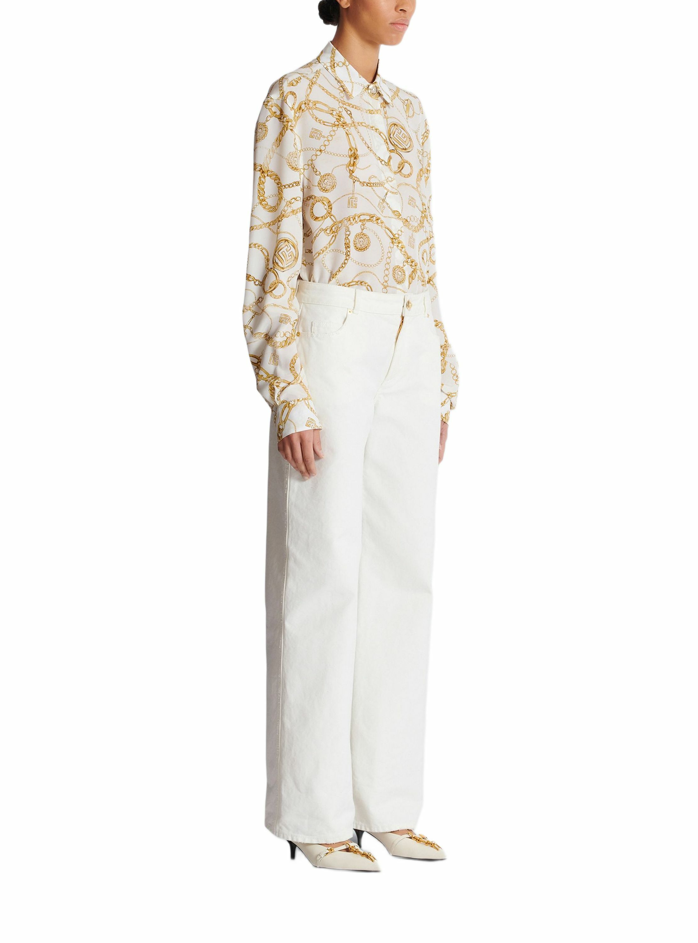 Jean droit en denim uni BALMAIN Blanc