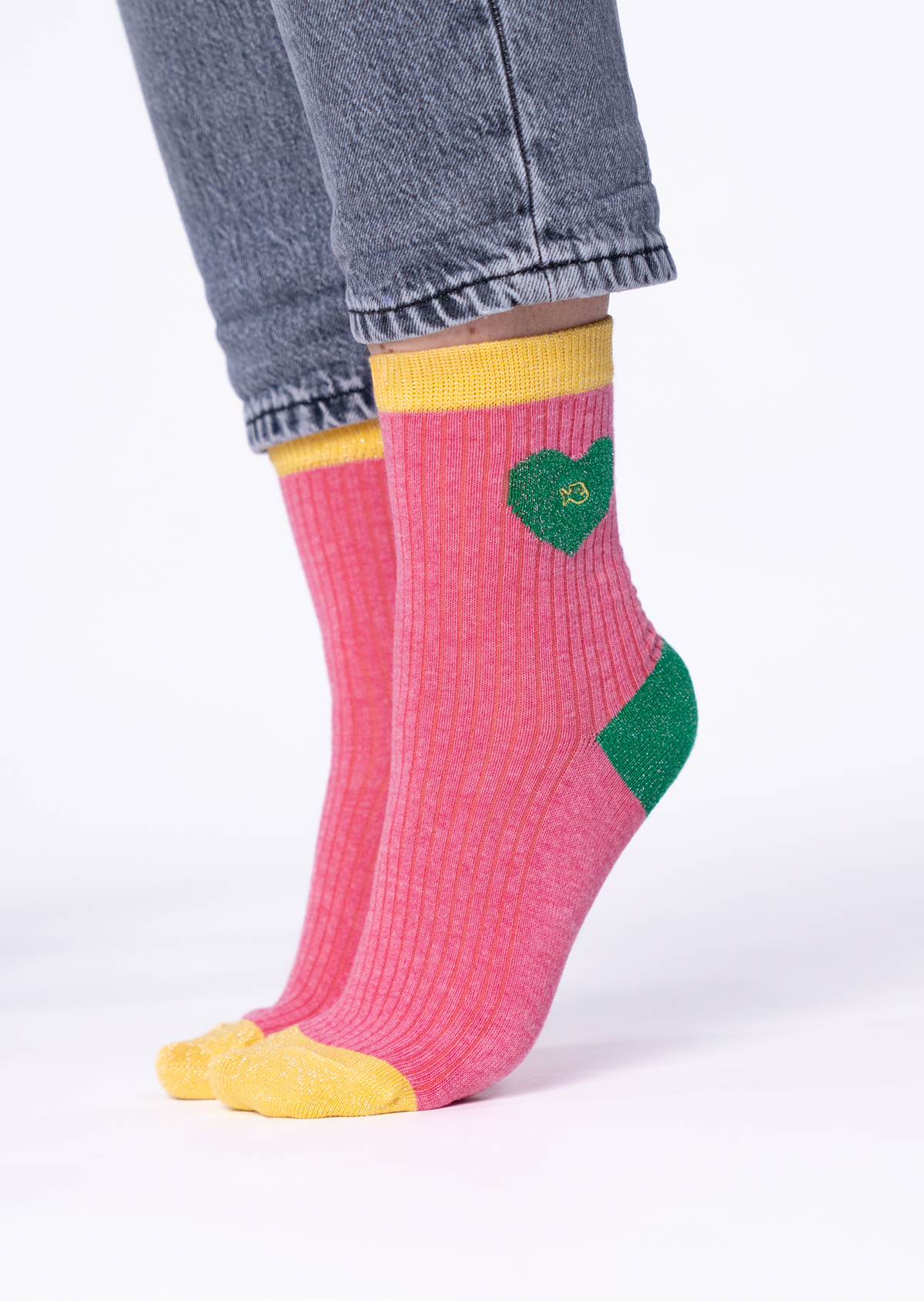 Chaussettes en coton peigné coeur BILLYBELT Rose