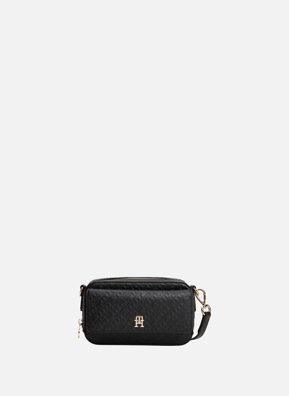 Logo print shoulder bag Black by TOMMY HILFIGER TOMMY HILFIGER Logo print shoulder bag Black