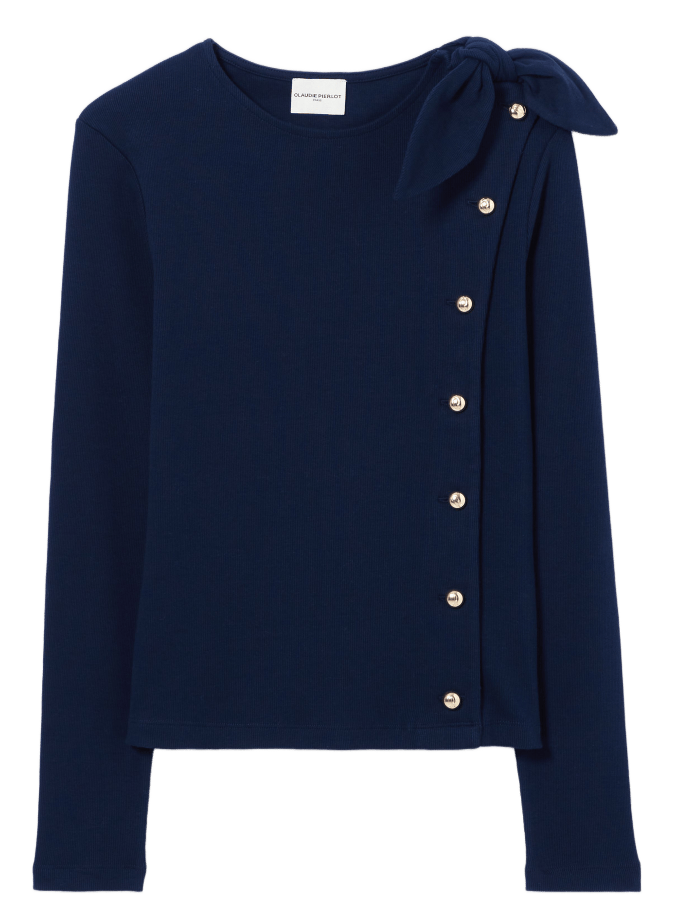 Pull en coton mélangé col rond timy CLAUDIE PIERLOT Bleu