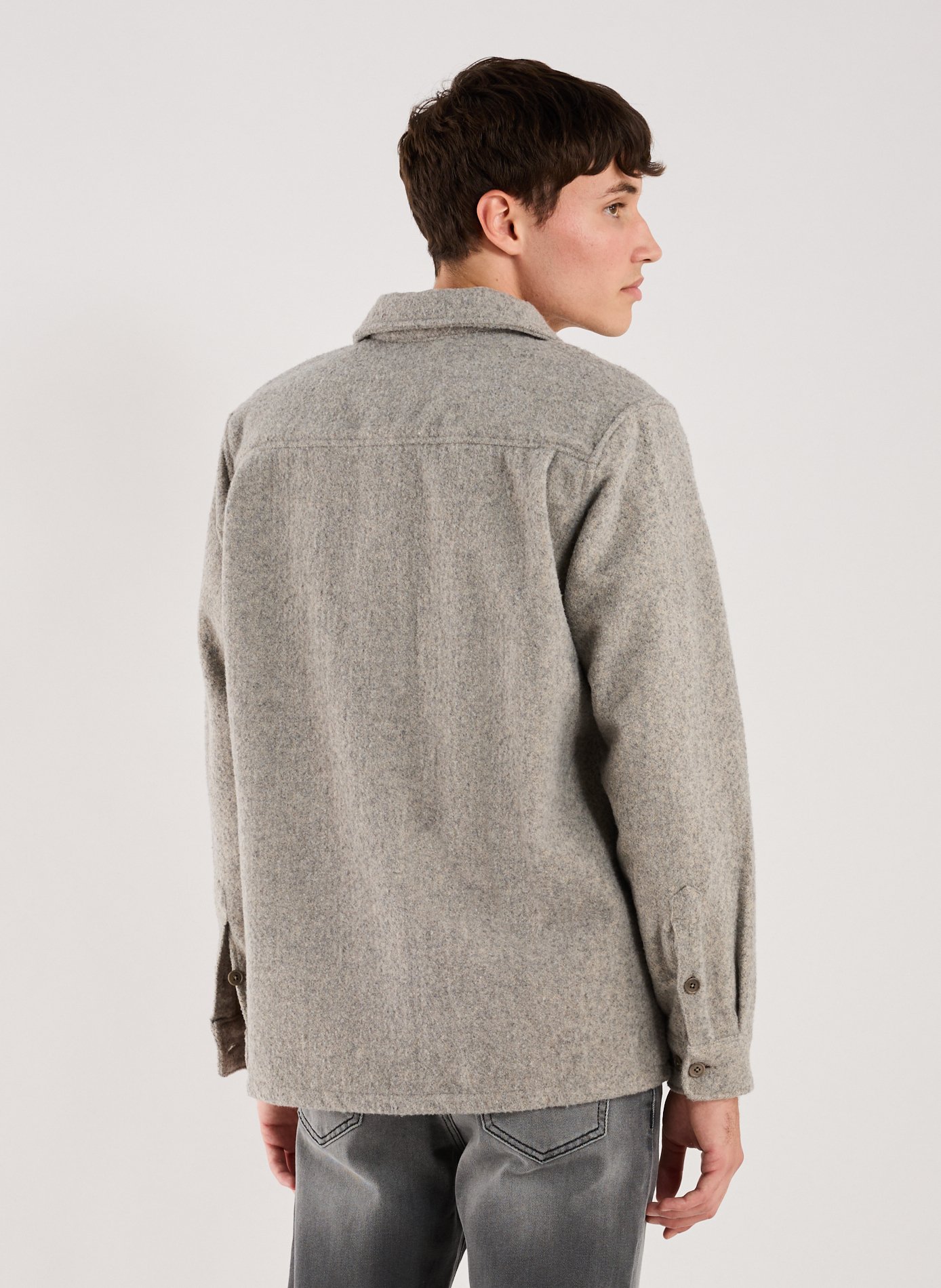 Chemise unie en laine mélangée SAMSOE SAMSOE Gris