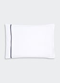 Taie d'oreiller en satin de coton  Blanc biais marine