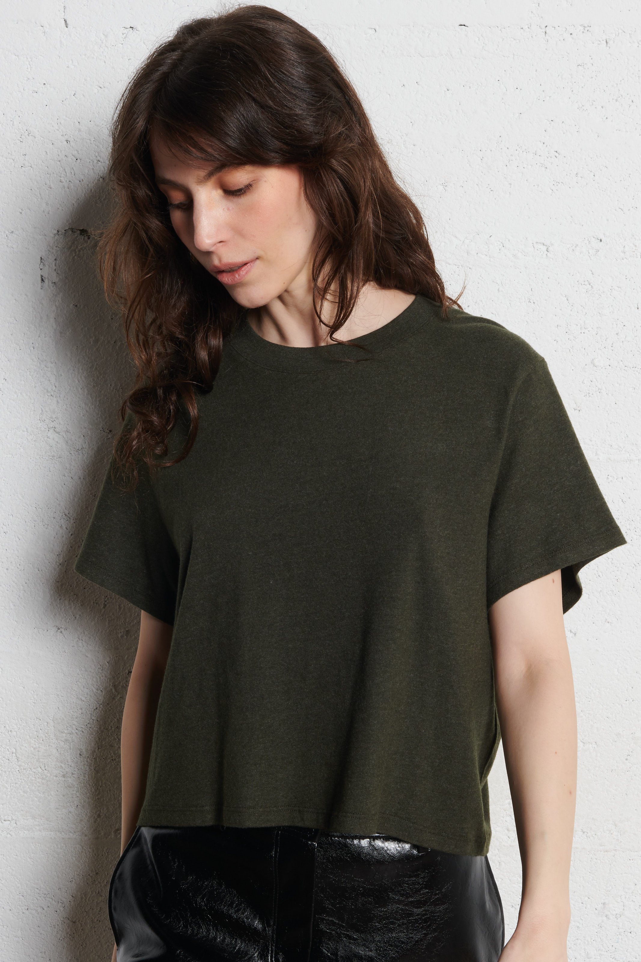 Tee shirt chiné col rond en coton mélangé ypawood  Bosquet chine