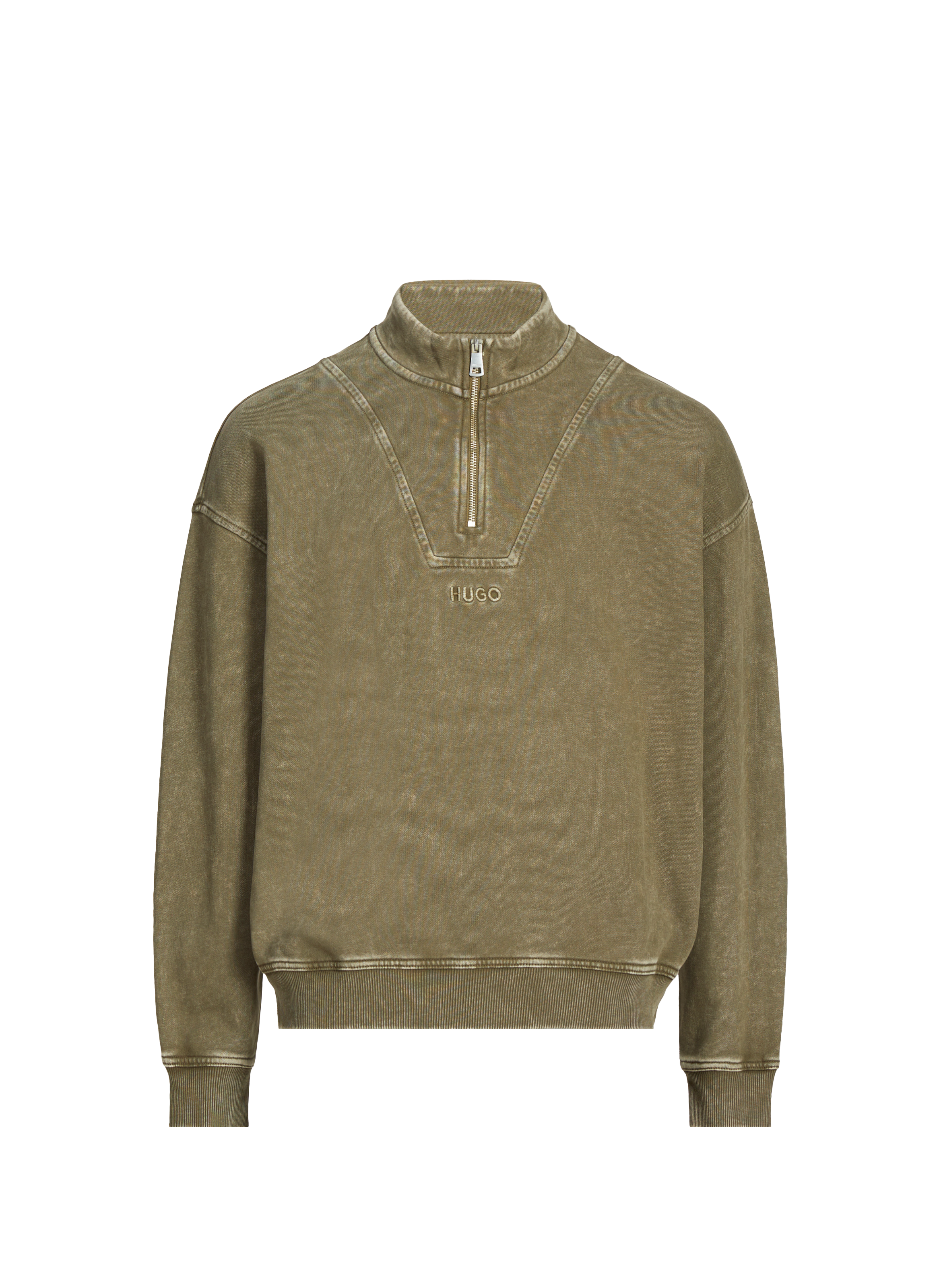 HUGO BLUE Oversized cotton sweatshirt Khaki