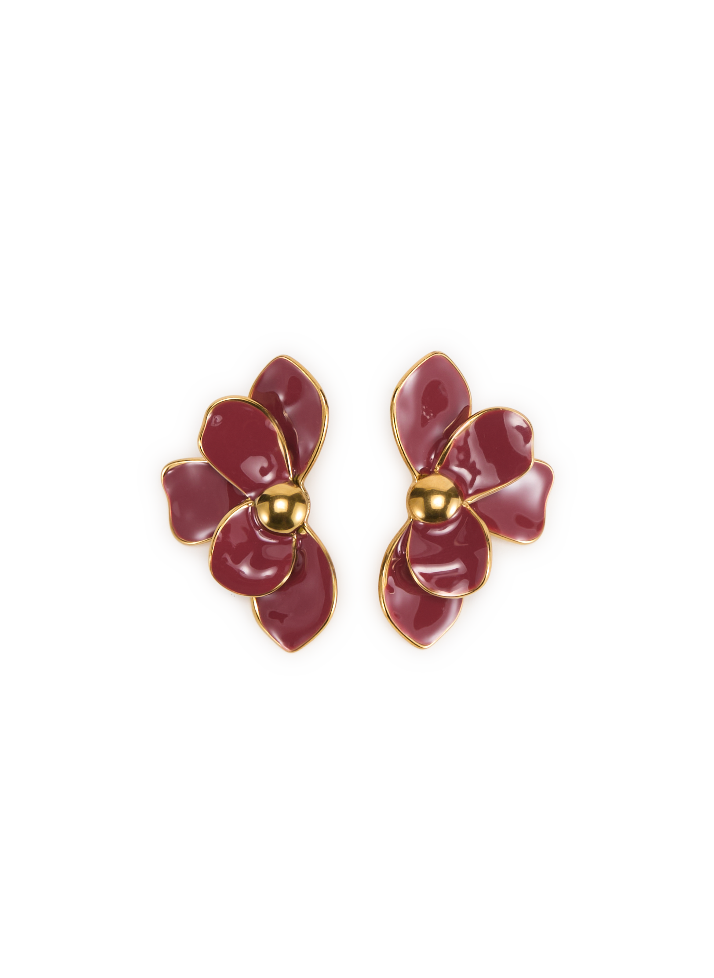 AU PRINTEMPS PARIS Flower Earrings Red