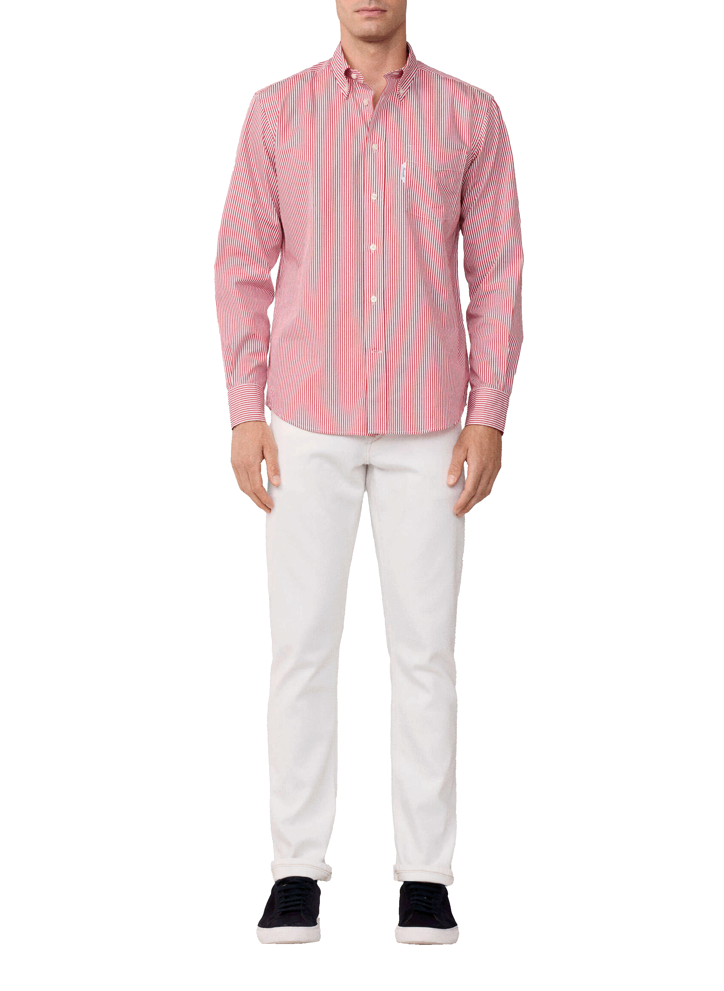 Chemise col américain à rayures en coton FACONNABLE Rouge