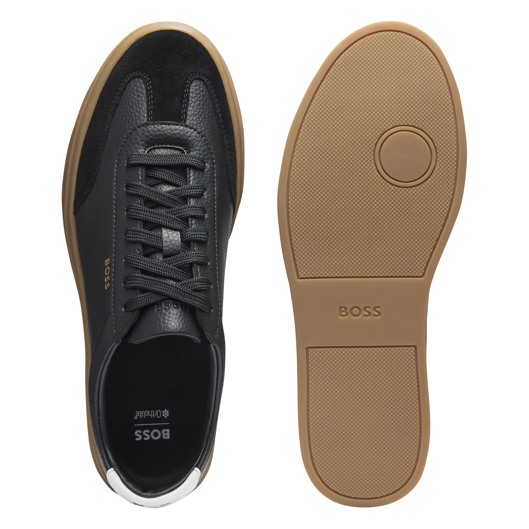 Baskets basses à lacets unies BOSS Noir