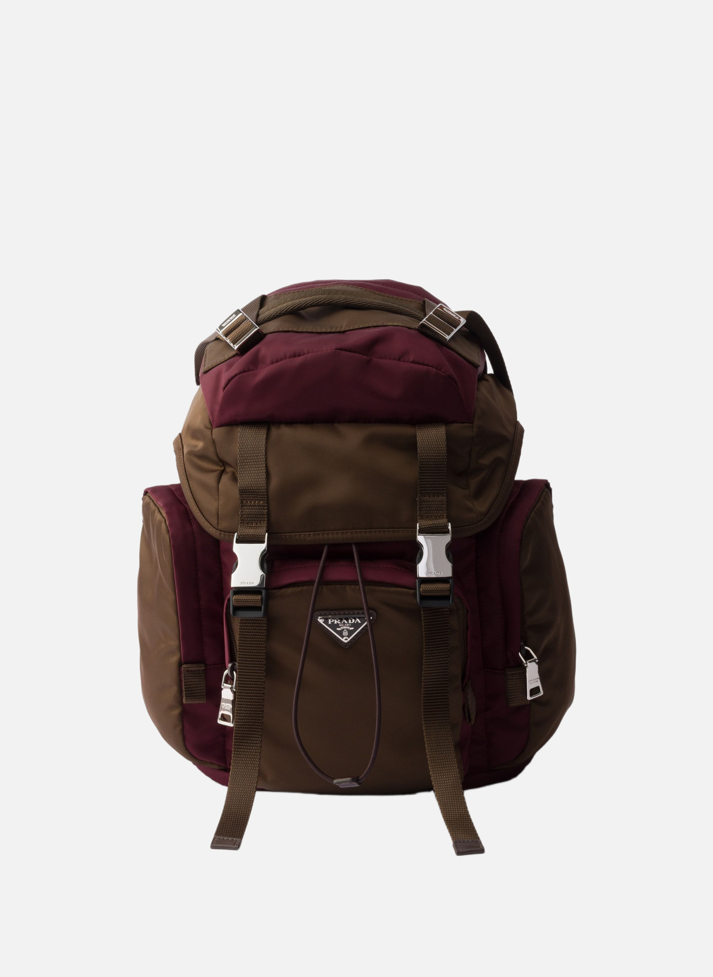 Sac à dos en re-nylon et cuir PRADA Rouge