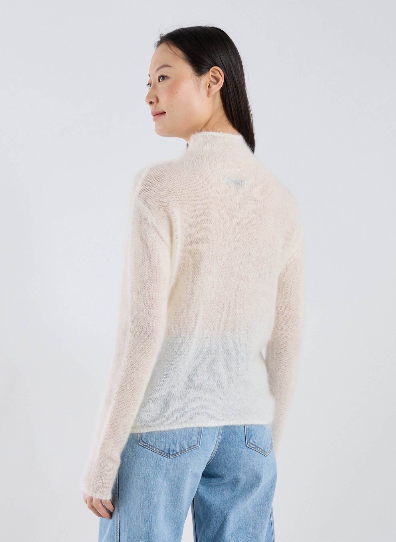 Pull col montant en mohair mélangé ADOLFO DOMINGUEZ Beige