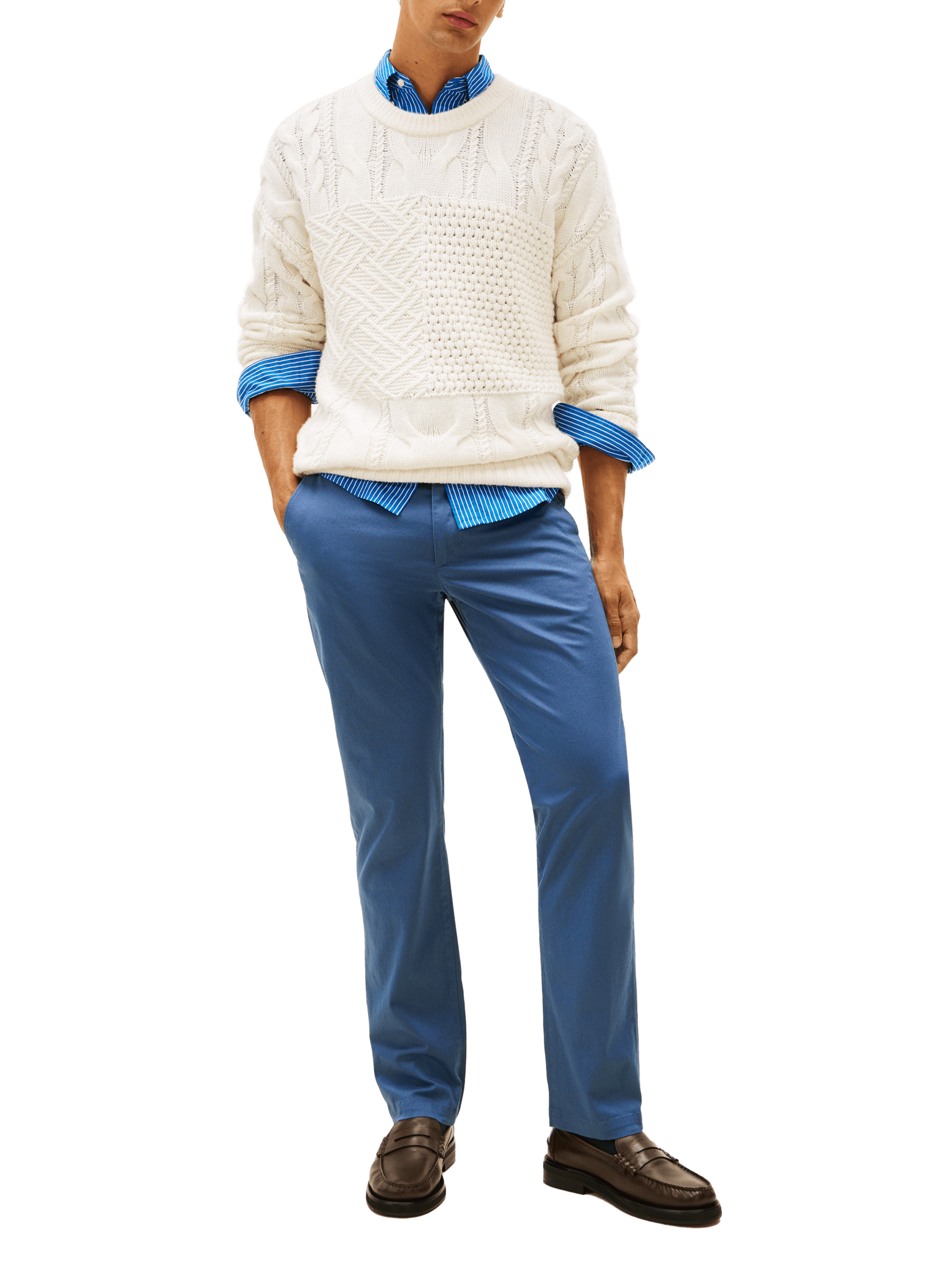 Pantalon coupe droite en coton TOMMY HILFIGER Bleu