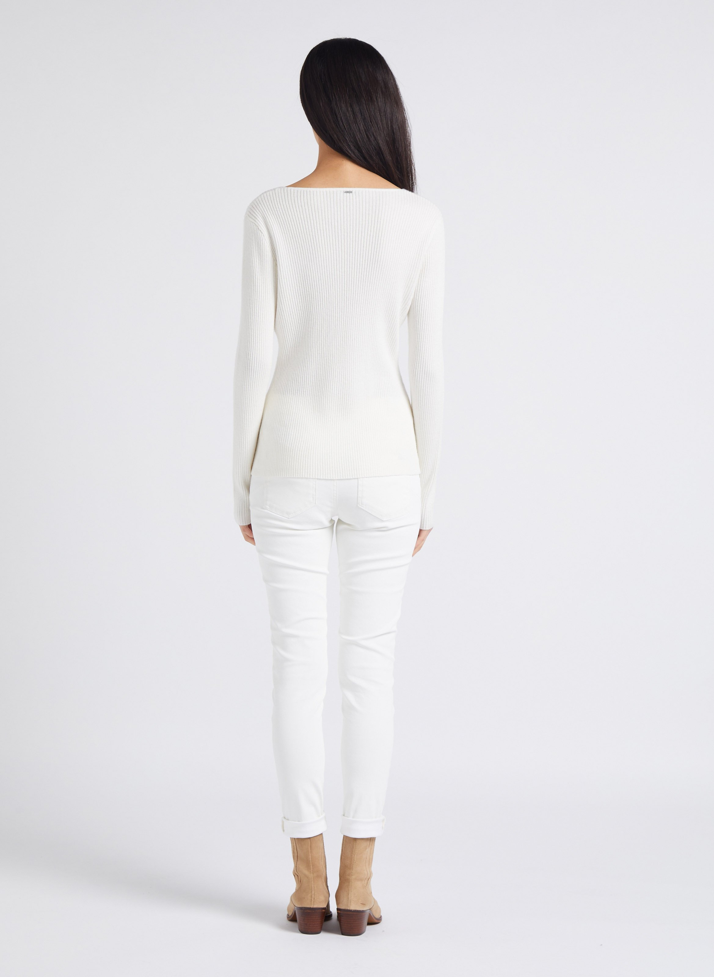 Jean enduit skinny taille haute en coton mélangé nina Blanc