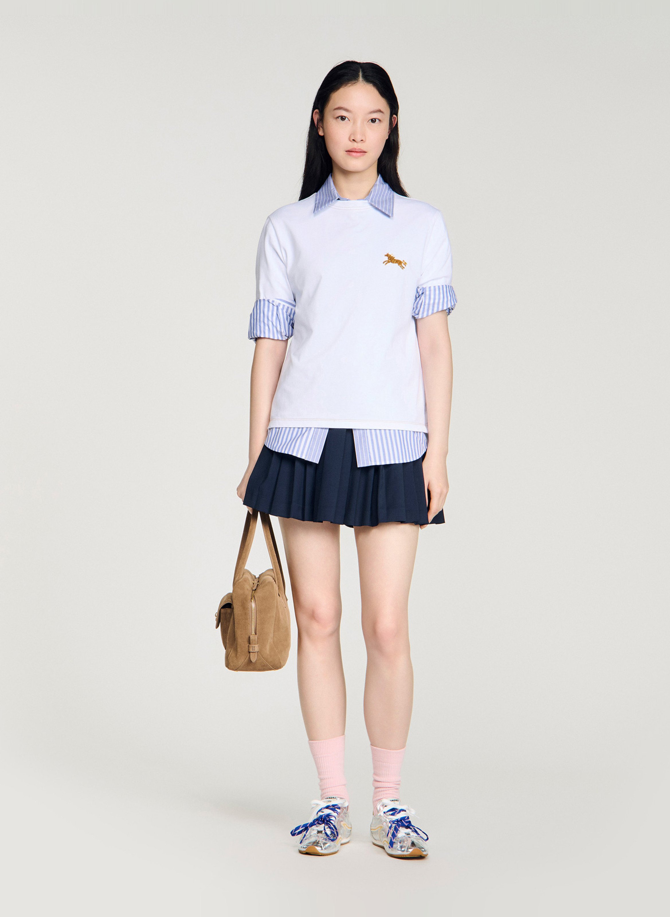 Tee-shirt col rond en coton Blanc