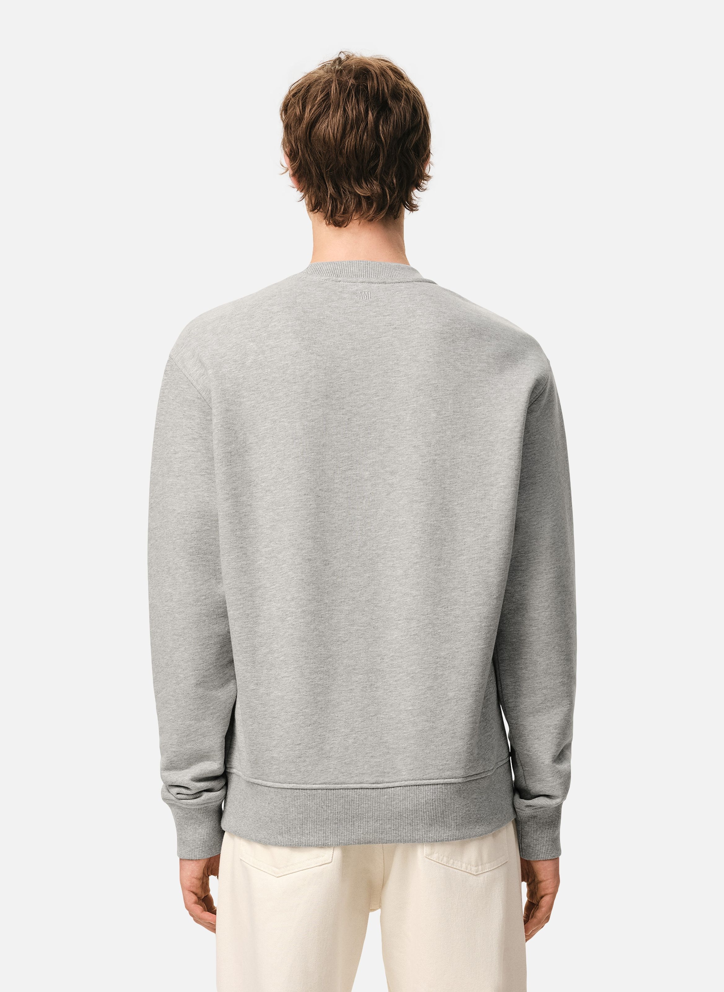 Sweatshirt ami de coeur crochet unisexe en coton AMI PARIS Gris