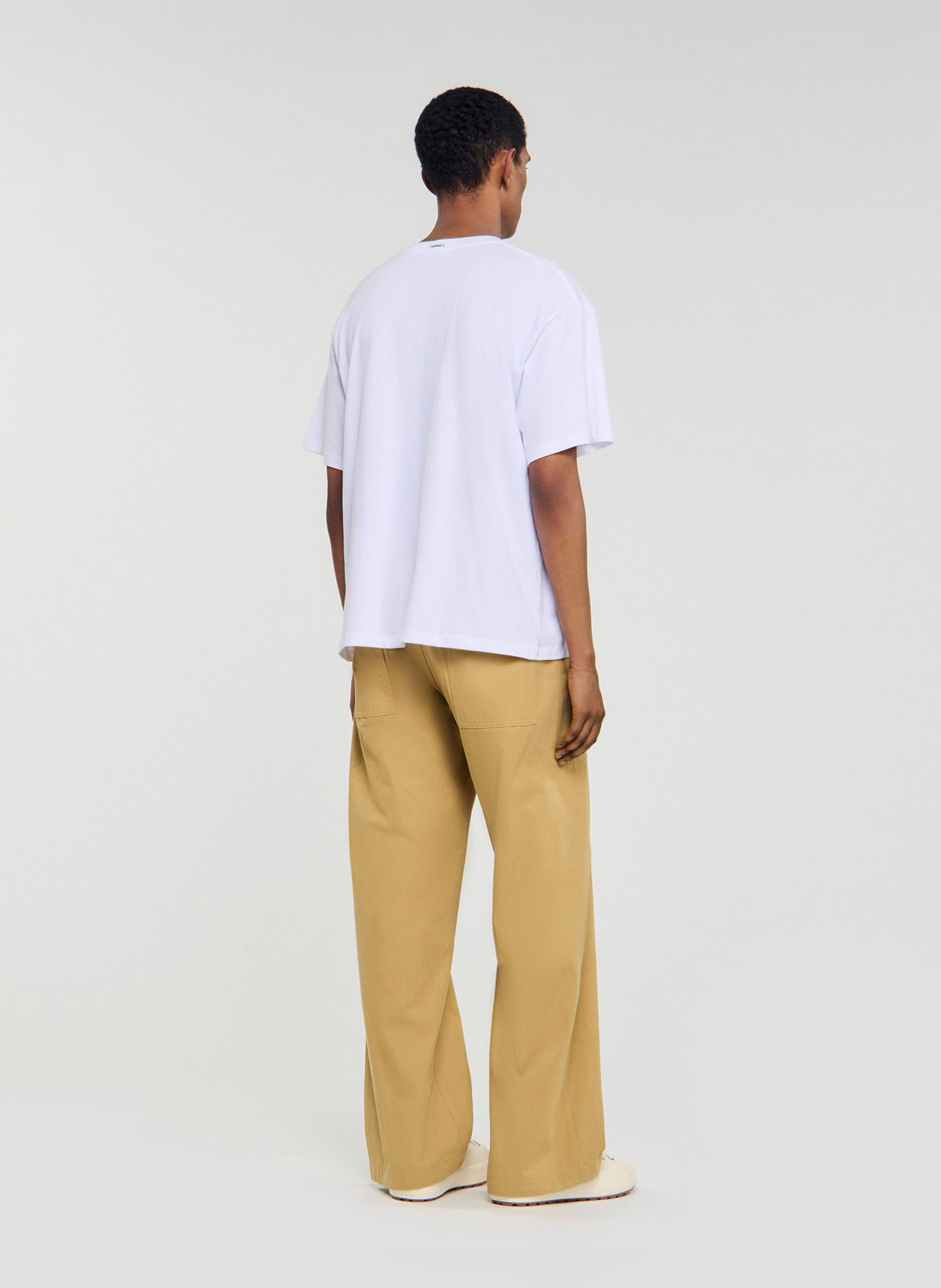 Tee-shirt oversize col rond en coton SANDRO Blanc