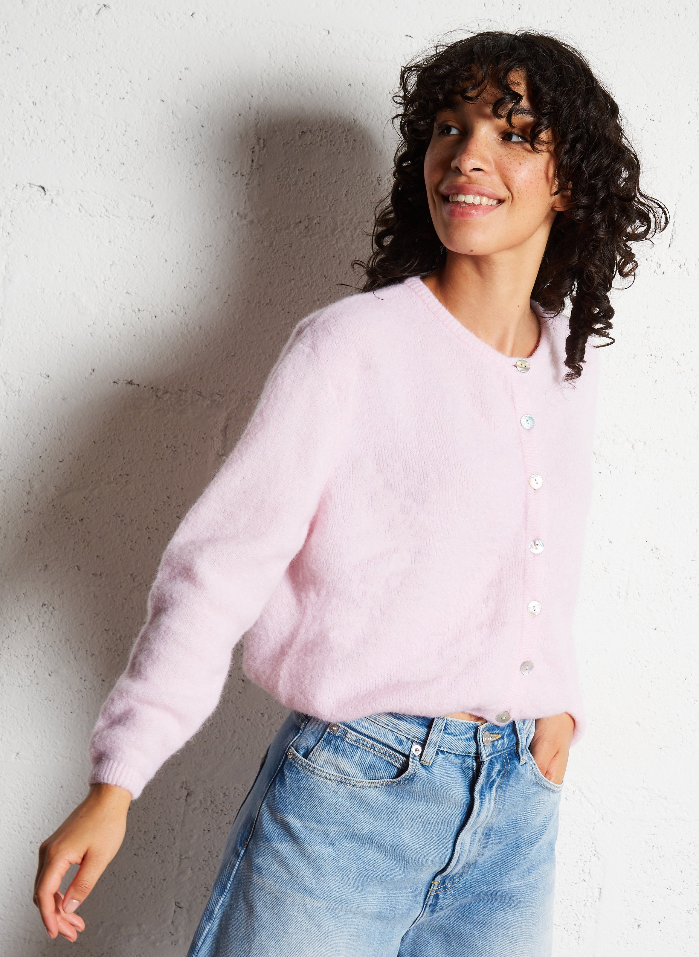 Gilet ample col rond en laine mélangée vitow AMERICAN VINTAGE Rose