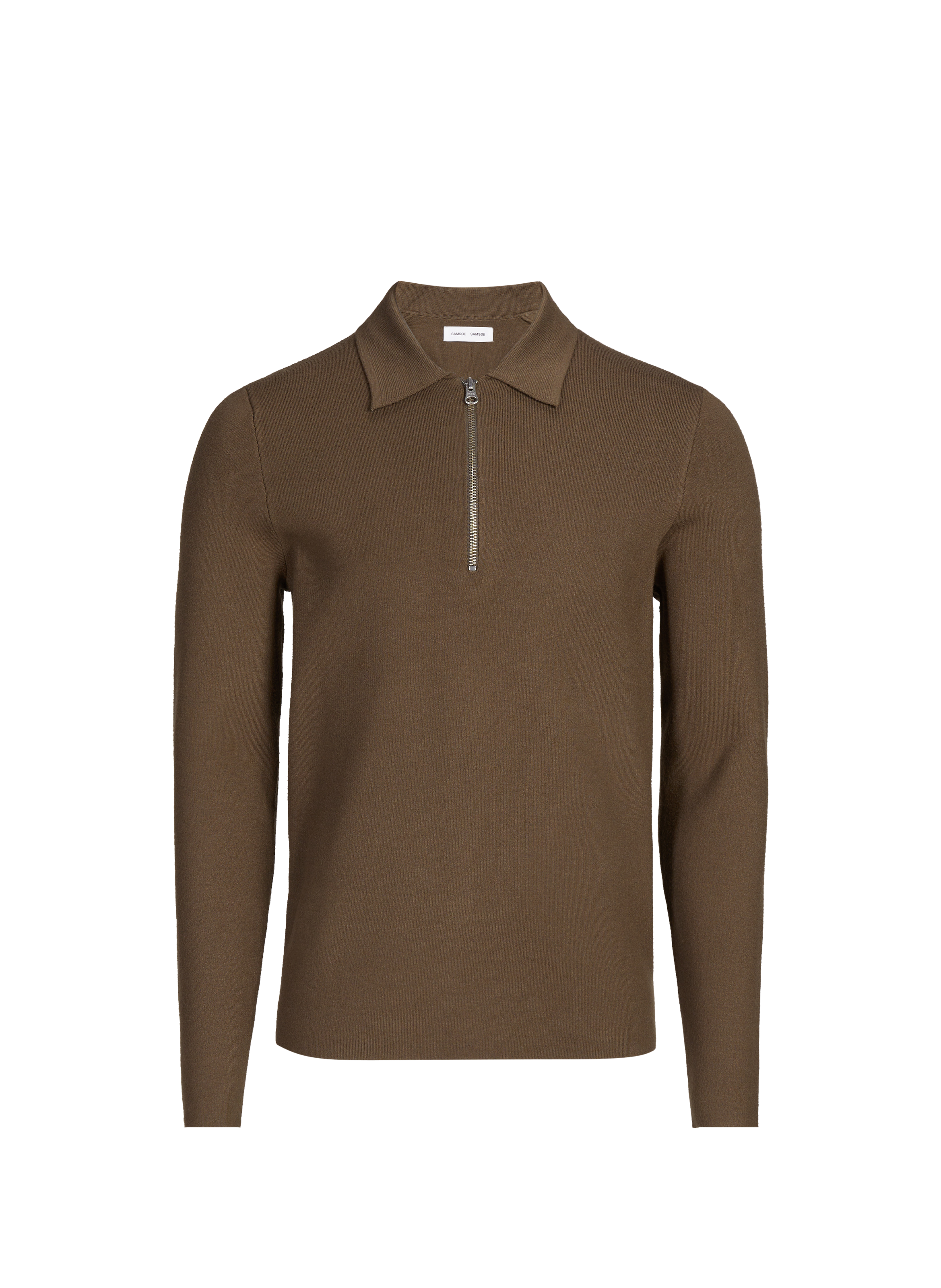 Pull uni à col plat et zippé SAMSOE SAMSOE Beige