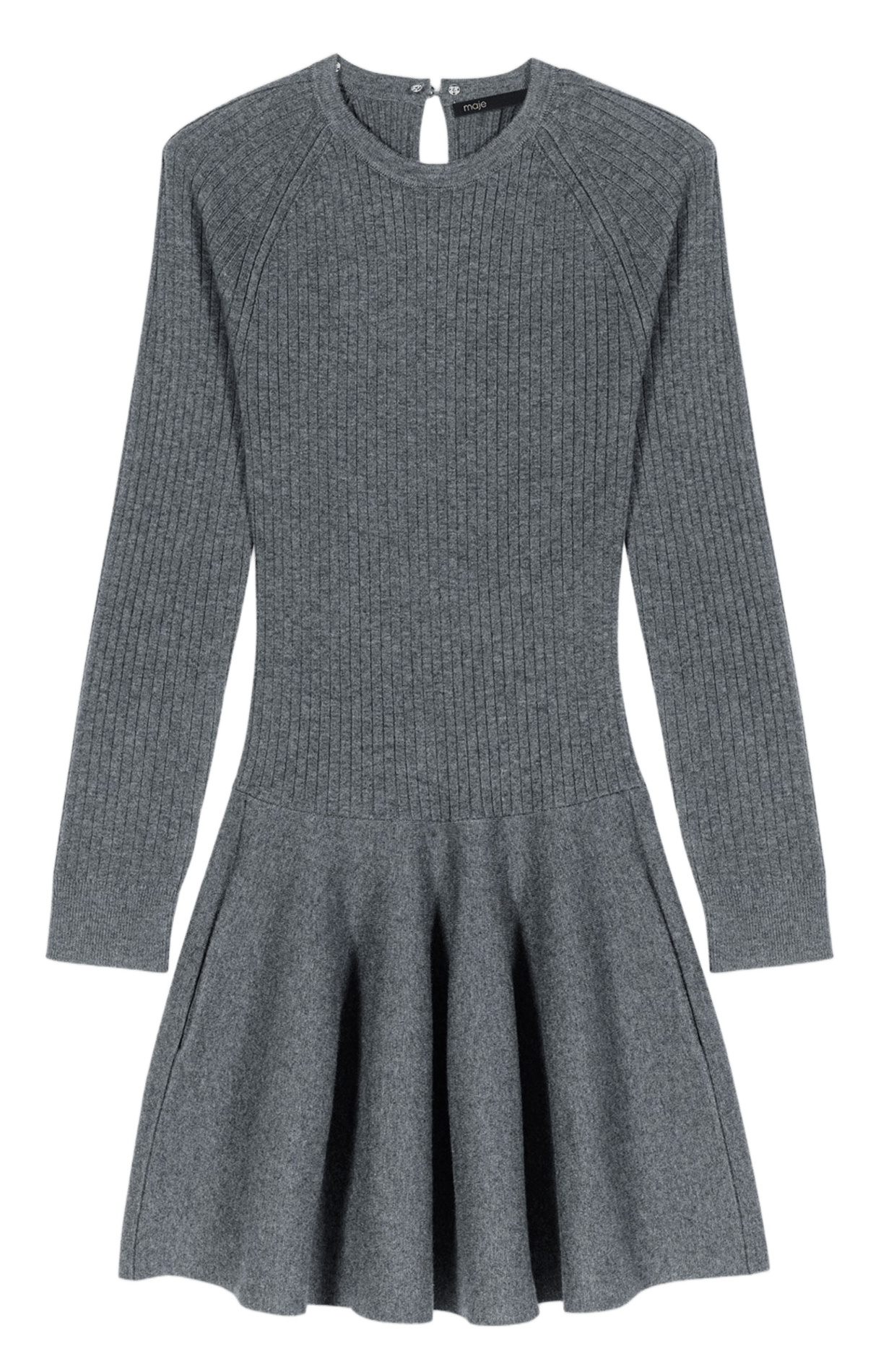 Robe courte col classique en maille côtelée MAJE Gris