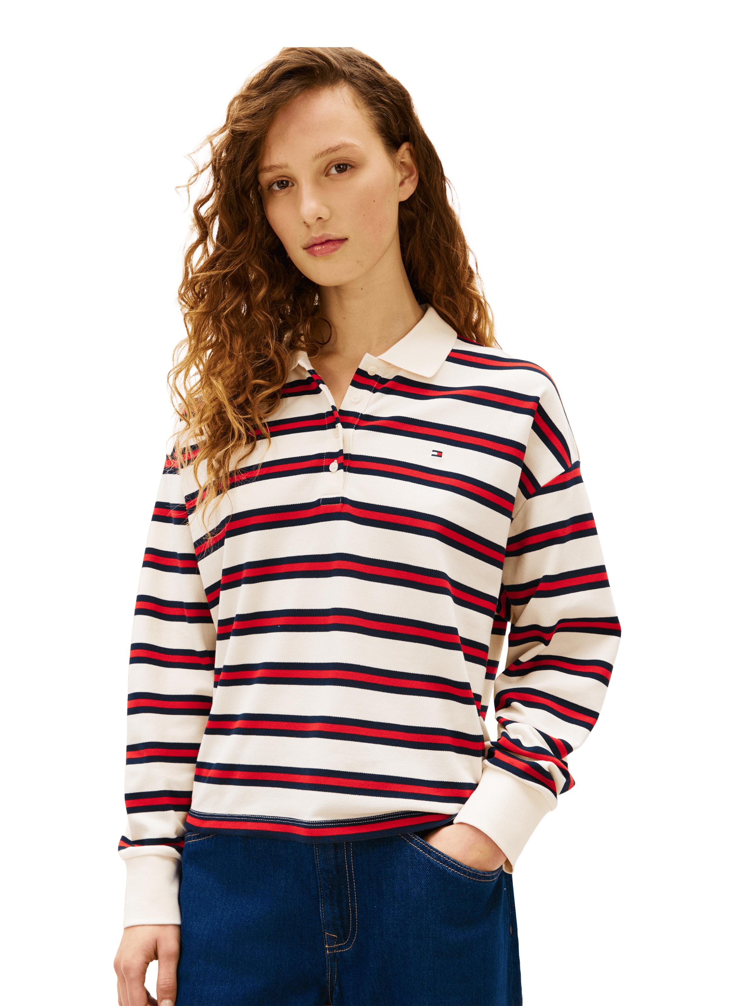 Polo à rayures en coton mélangé TOMMY HILFIGER Multicolore
