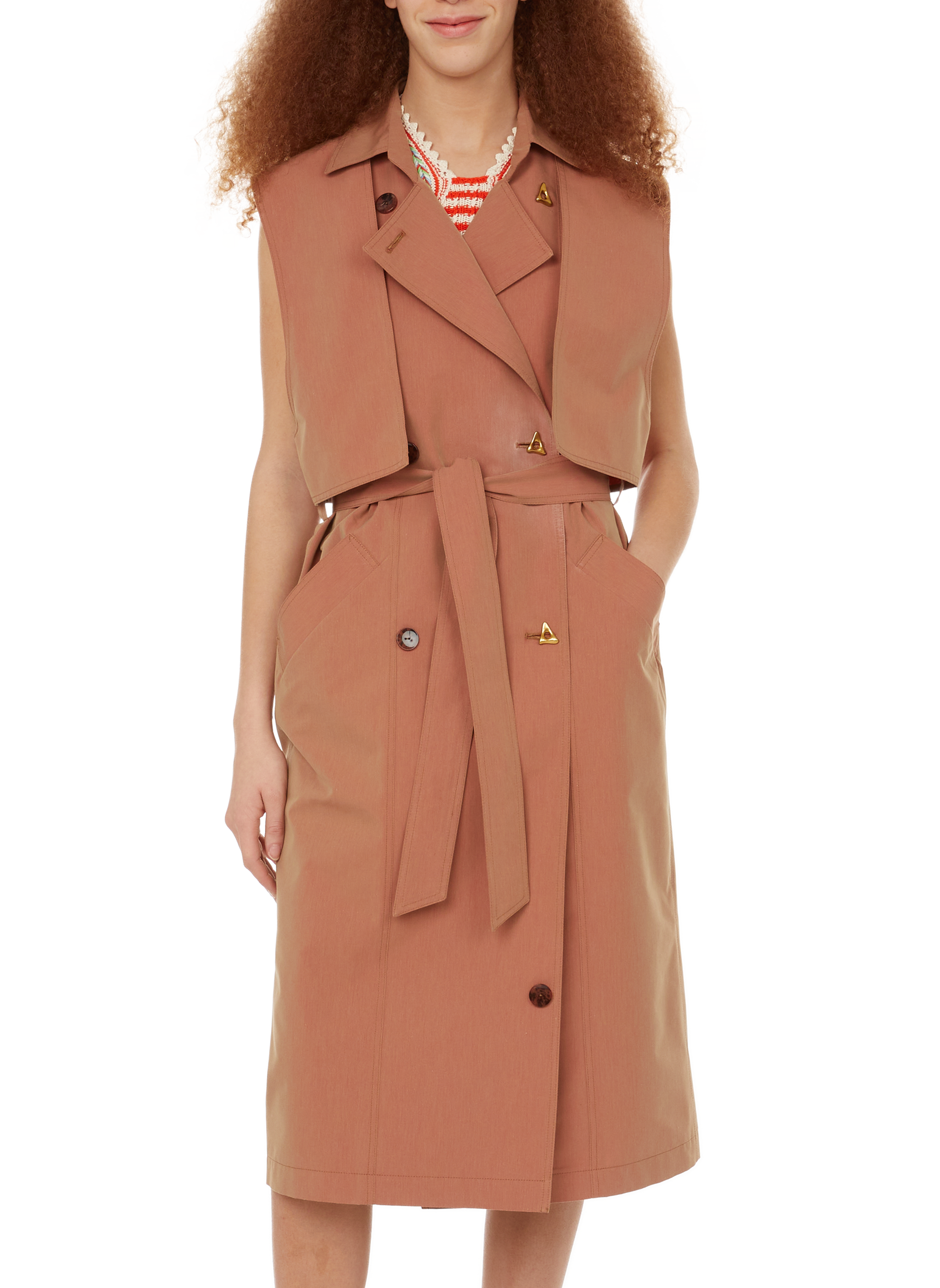 Sleeveless faded cotton-blend trench coat AERON Purple