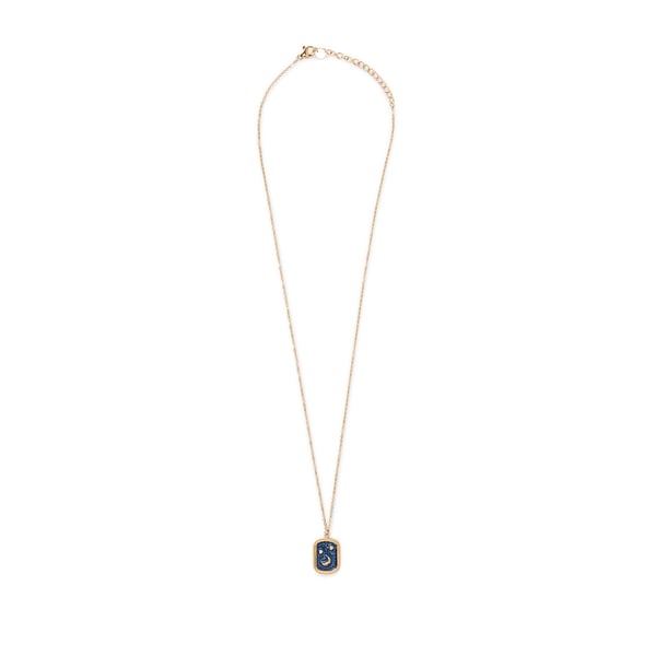 Collier pendentif plaque lune et étoiles Collier pendentif plaque lune et étoiles