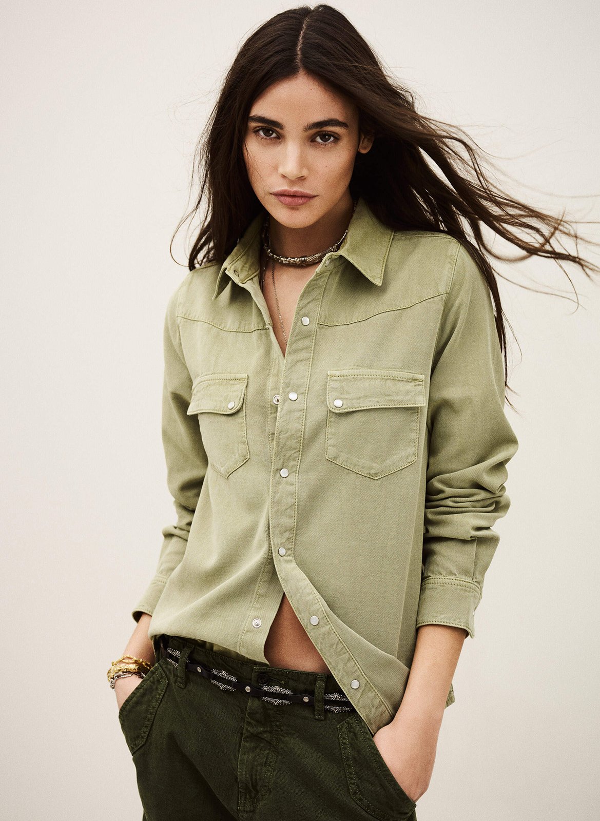 Chemise droite col classique jada BA&SH Kaki