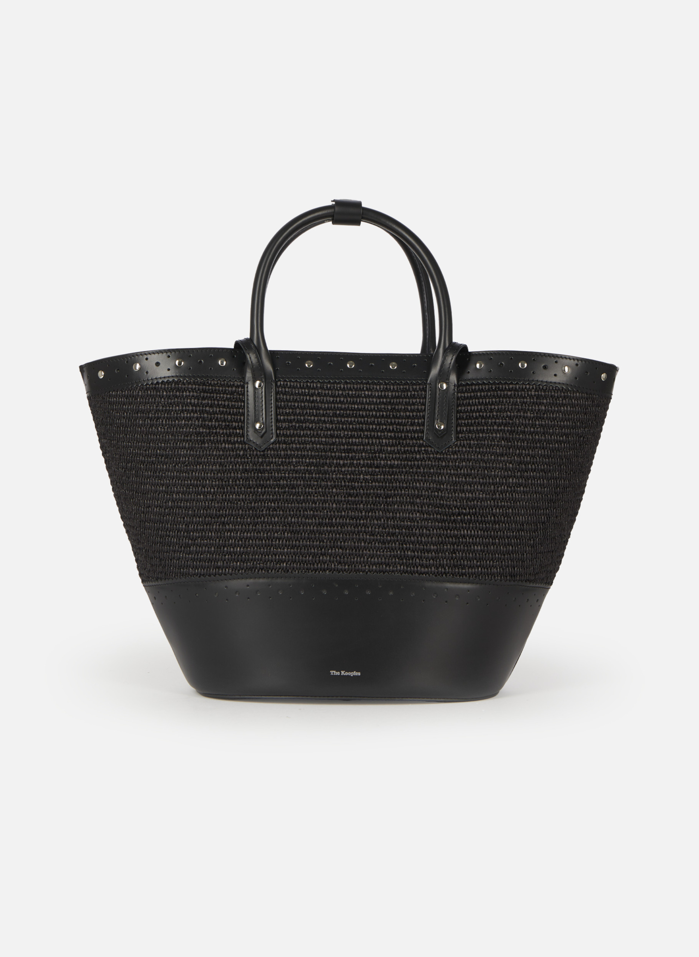 Sac cabas en cuir et raphia THE KOOPLES Noir
