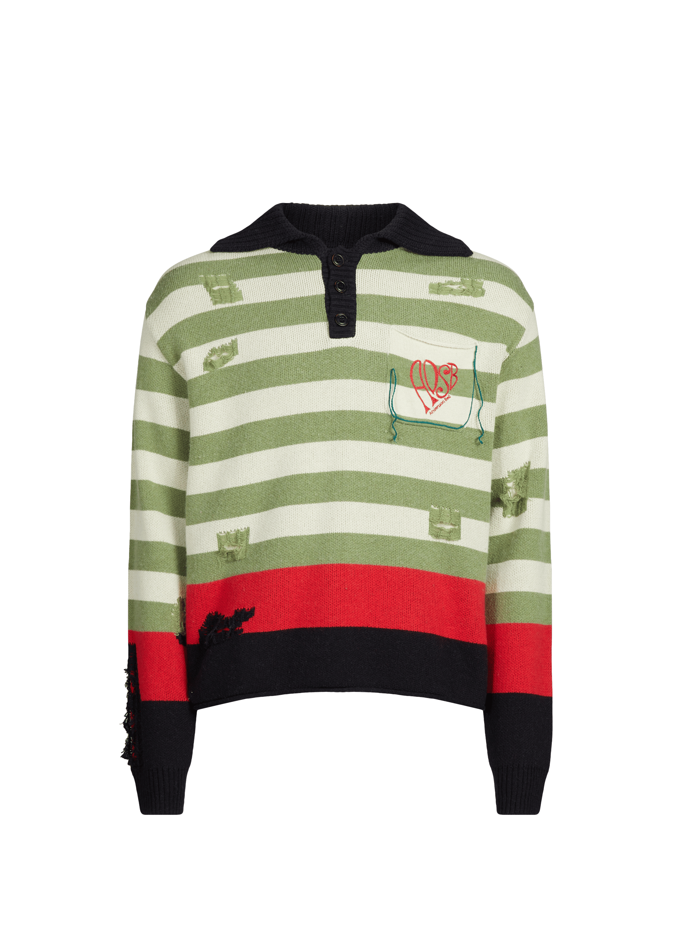 Polo sweater with striped collar. ANDERSSON BELL Multicolour