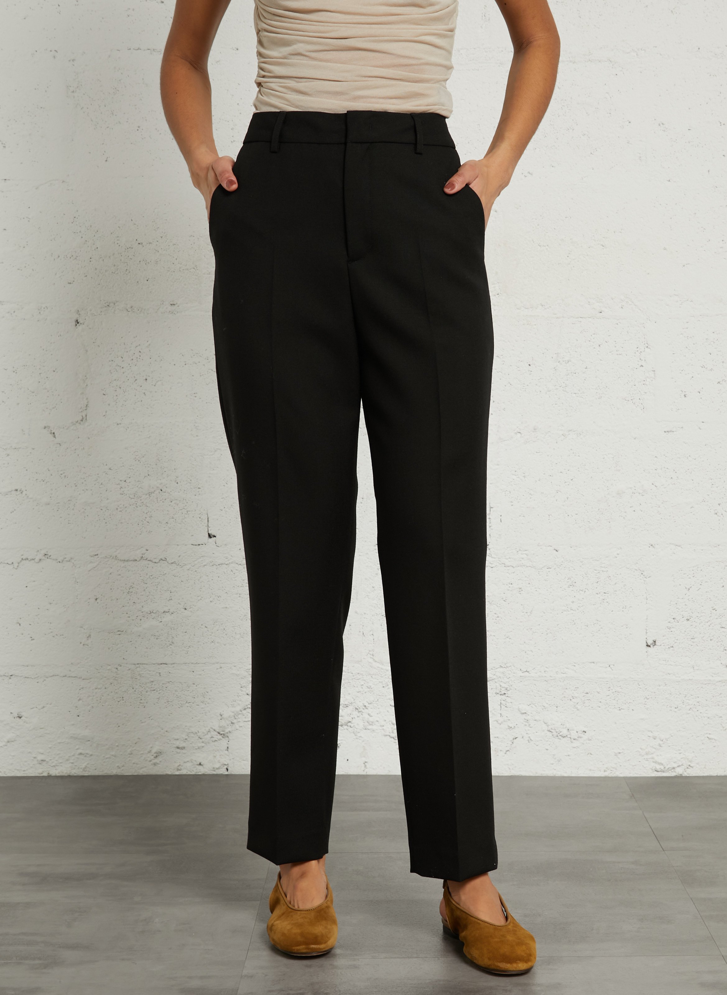 Pantalon tailleur en laine uni gabriel SOEUR Noir
