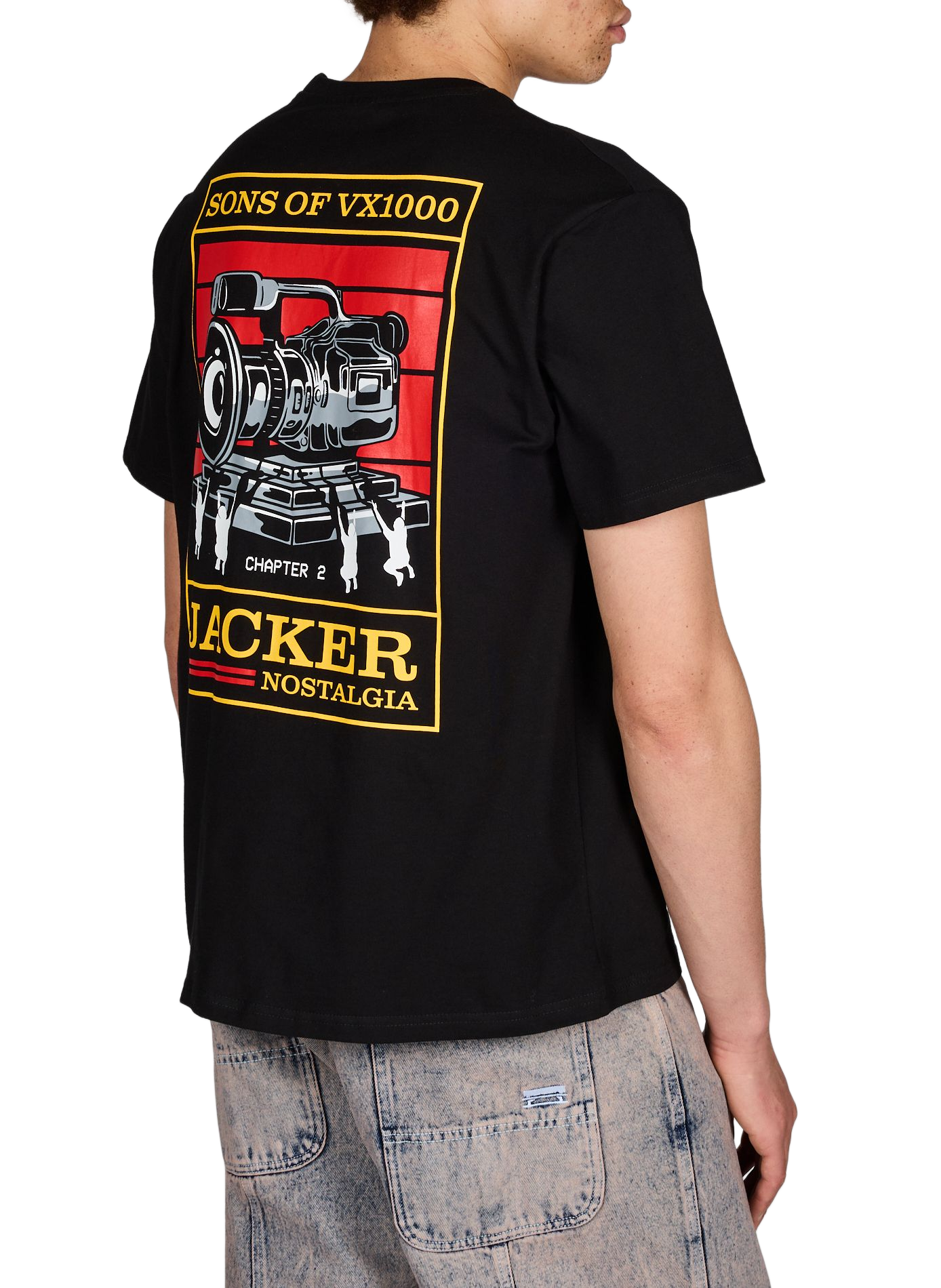 Straight printed cotton T-shirt JACKER. Black