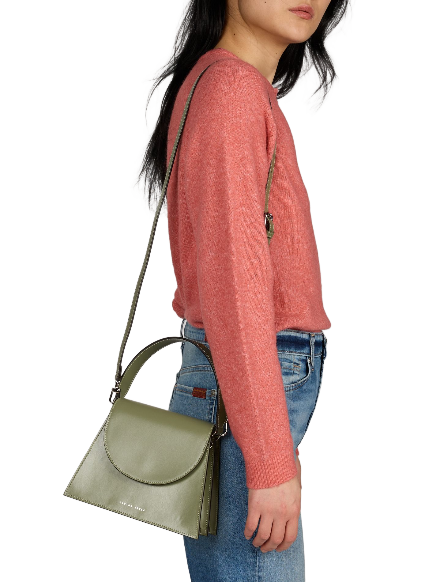 Sac à main avec bandoulière amovible en cuir ZARINA ROUGE Vert