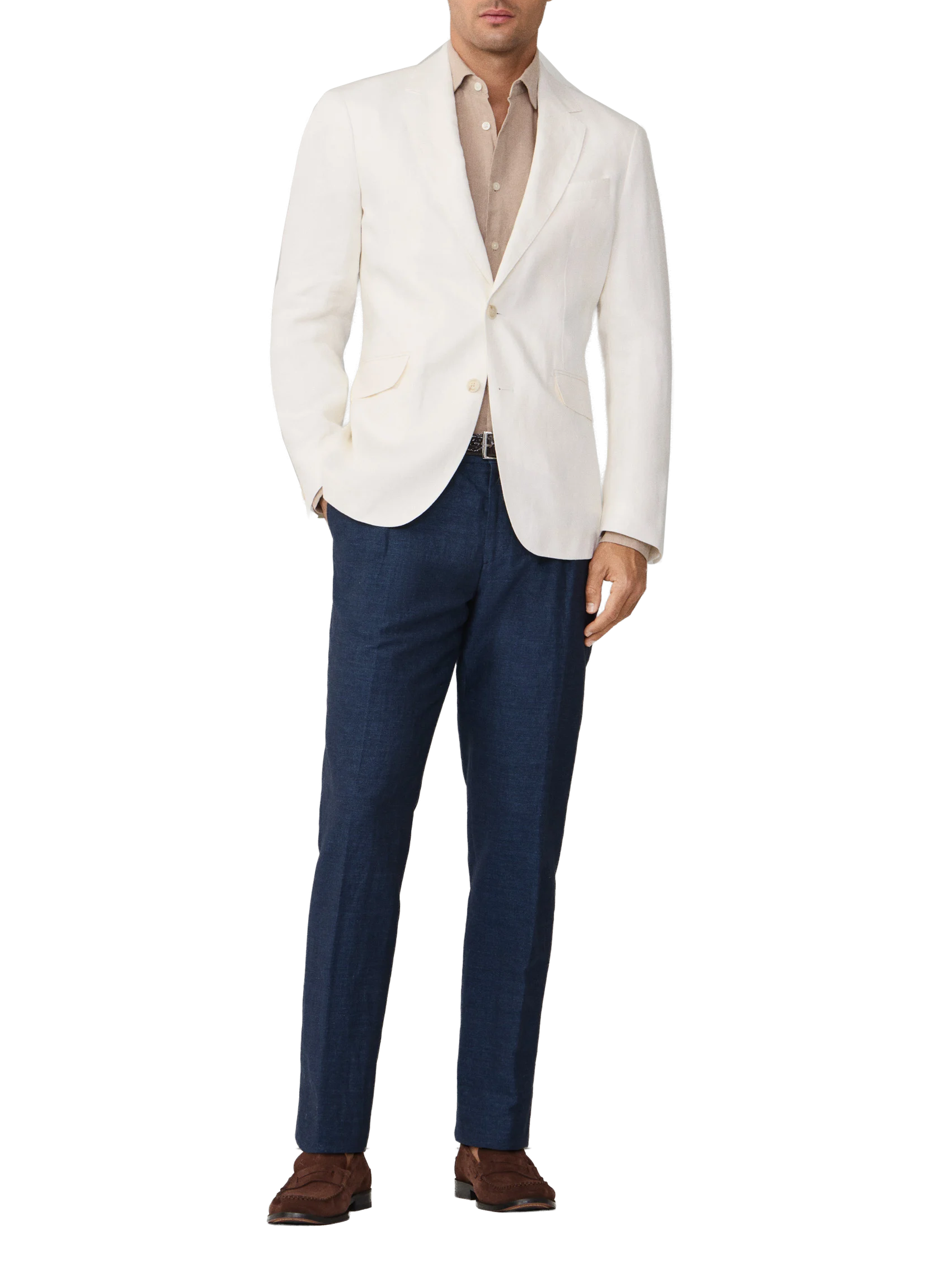 Fitted linen jacket HACKETT White