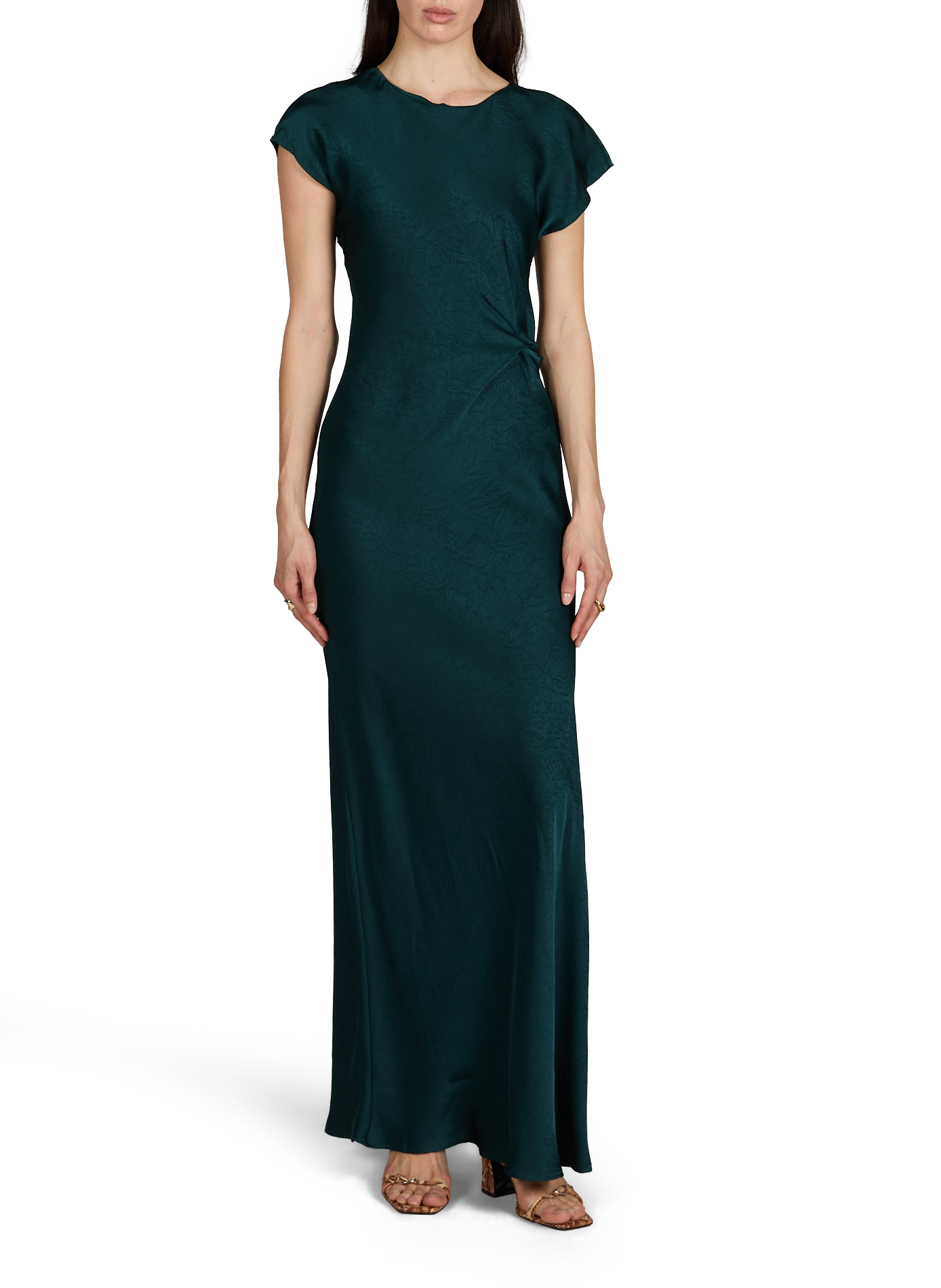 Abito lungo aderente in satin Vichapina VILA Blu