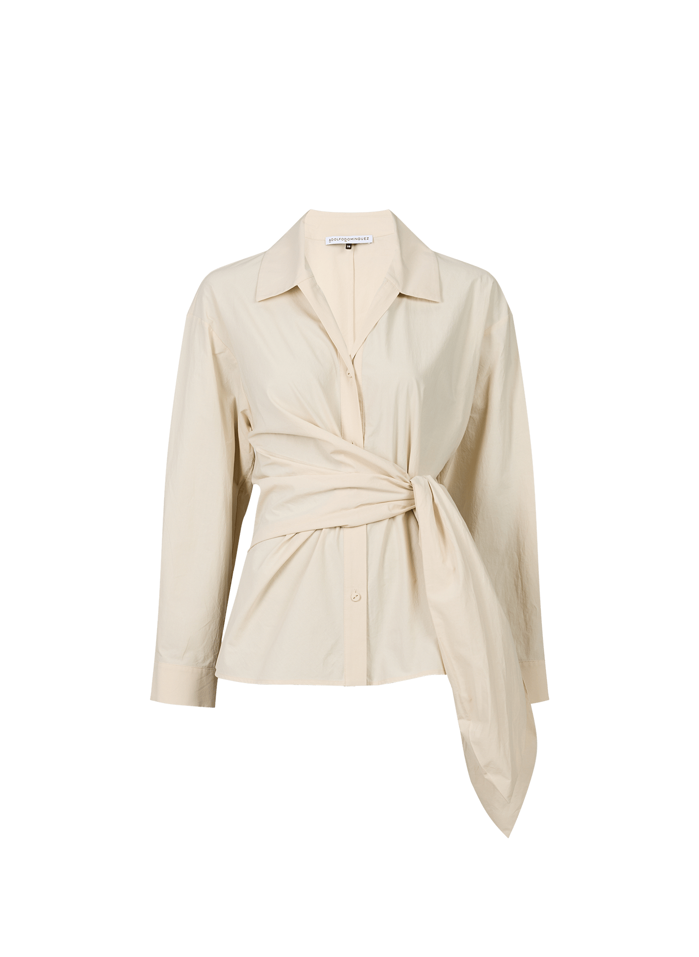 Asymmetrical shirt with side bow in cotton Beige ADOLFO DOMINGUEZ