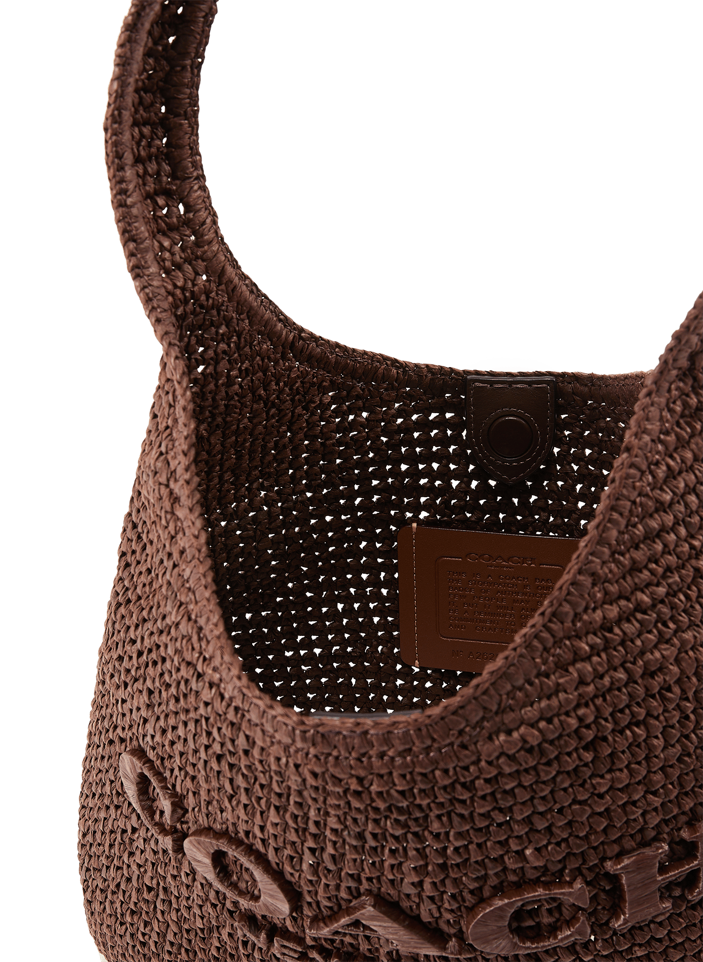Sac épaule en paille COACH Marron