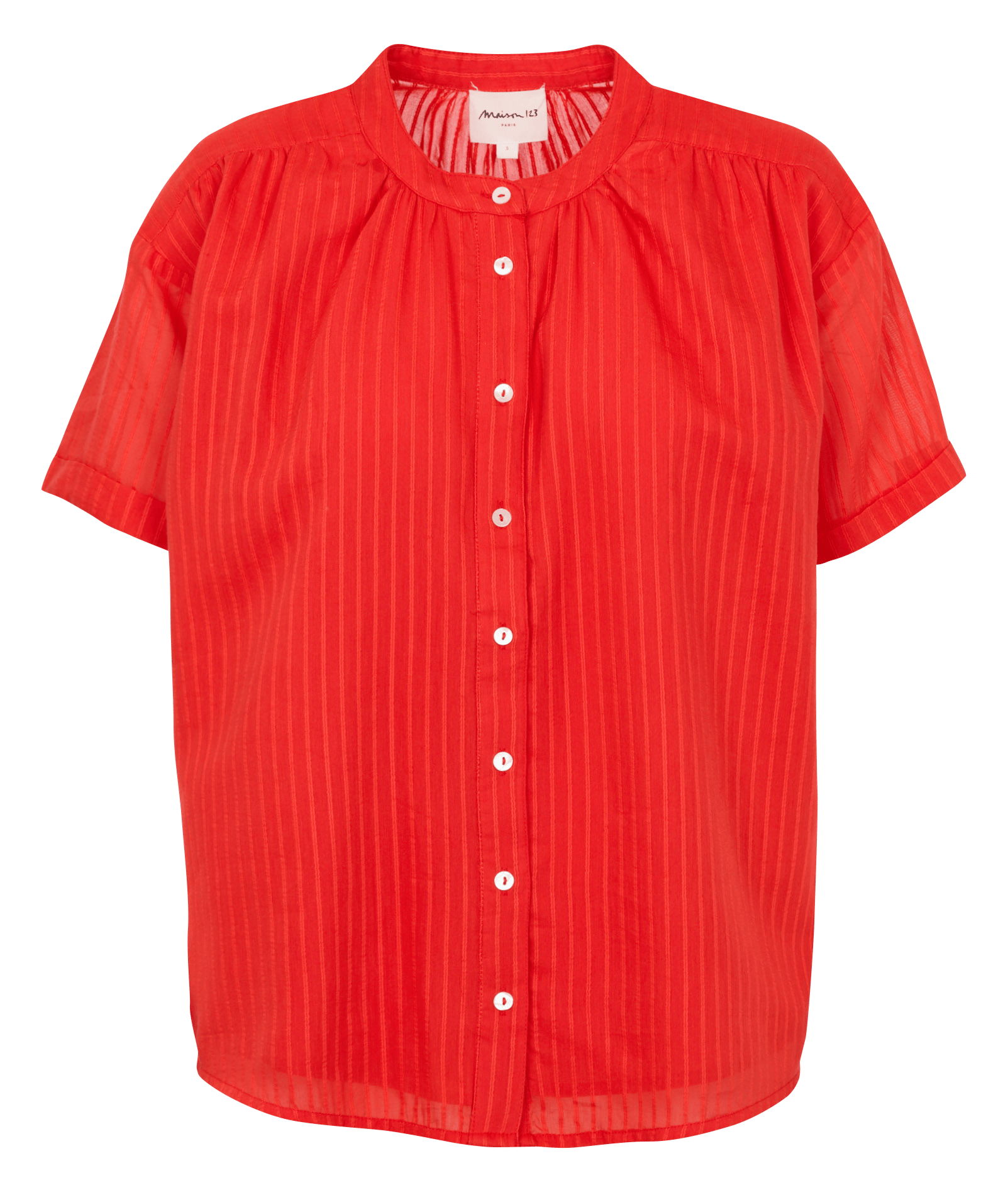 Chemise col rond en coton mélangé devika MAISON 123 Orange