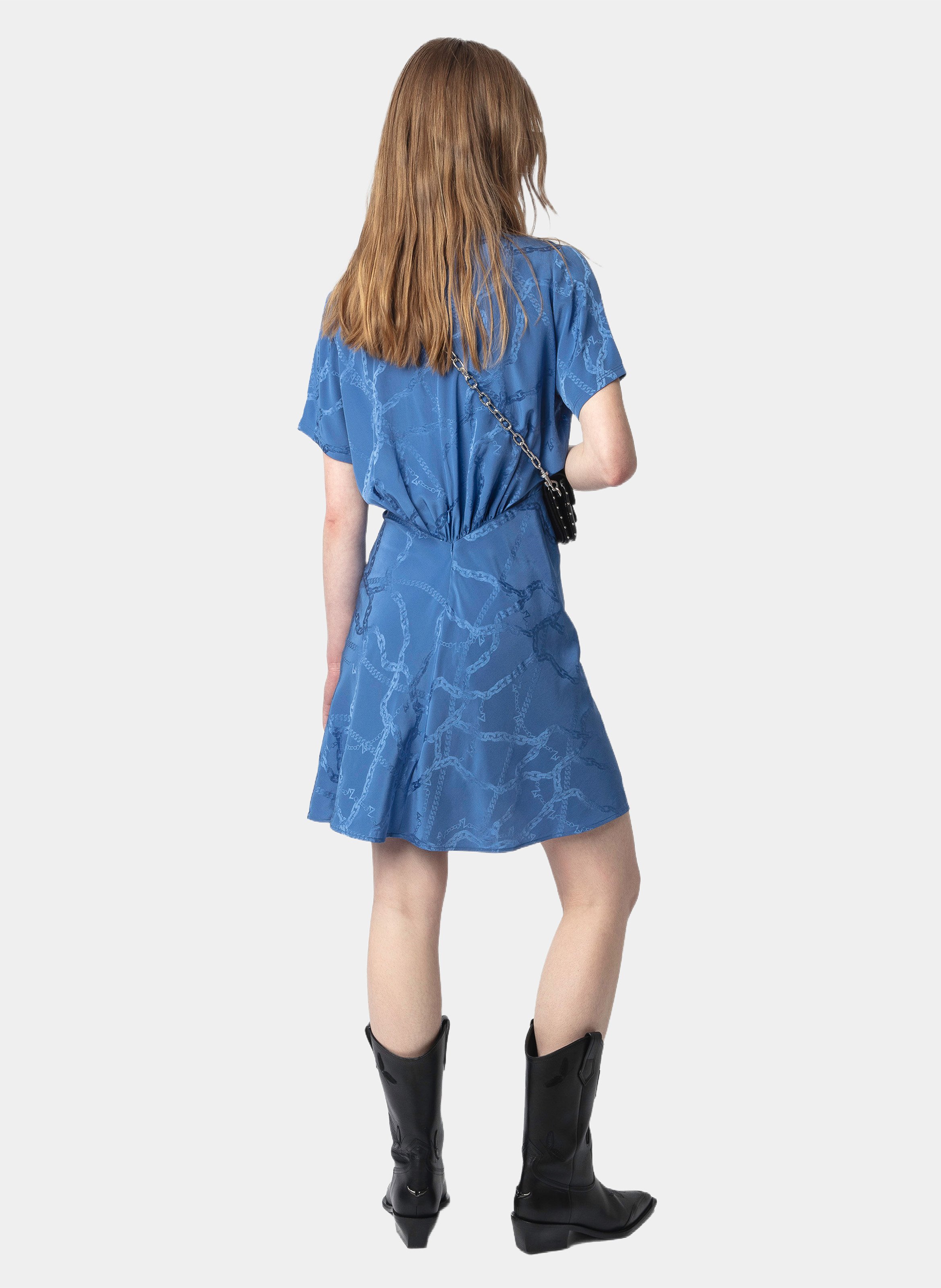 Kurzes Seidenkleid mit V-Ausschnitt in Rosé. ZADIG&VOLTAIRE Blau