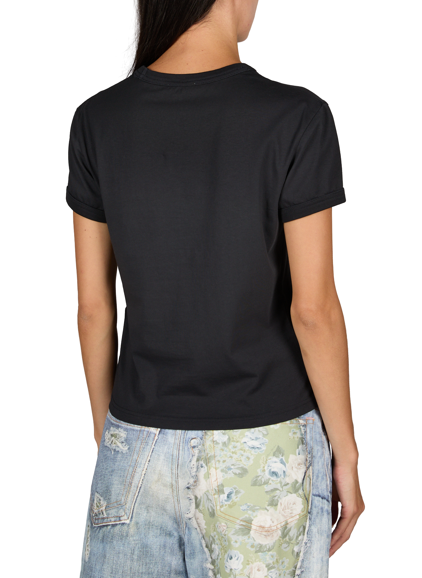 Maglietta con logo stampato in cotone ACNE STUDIOS Nero