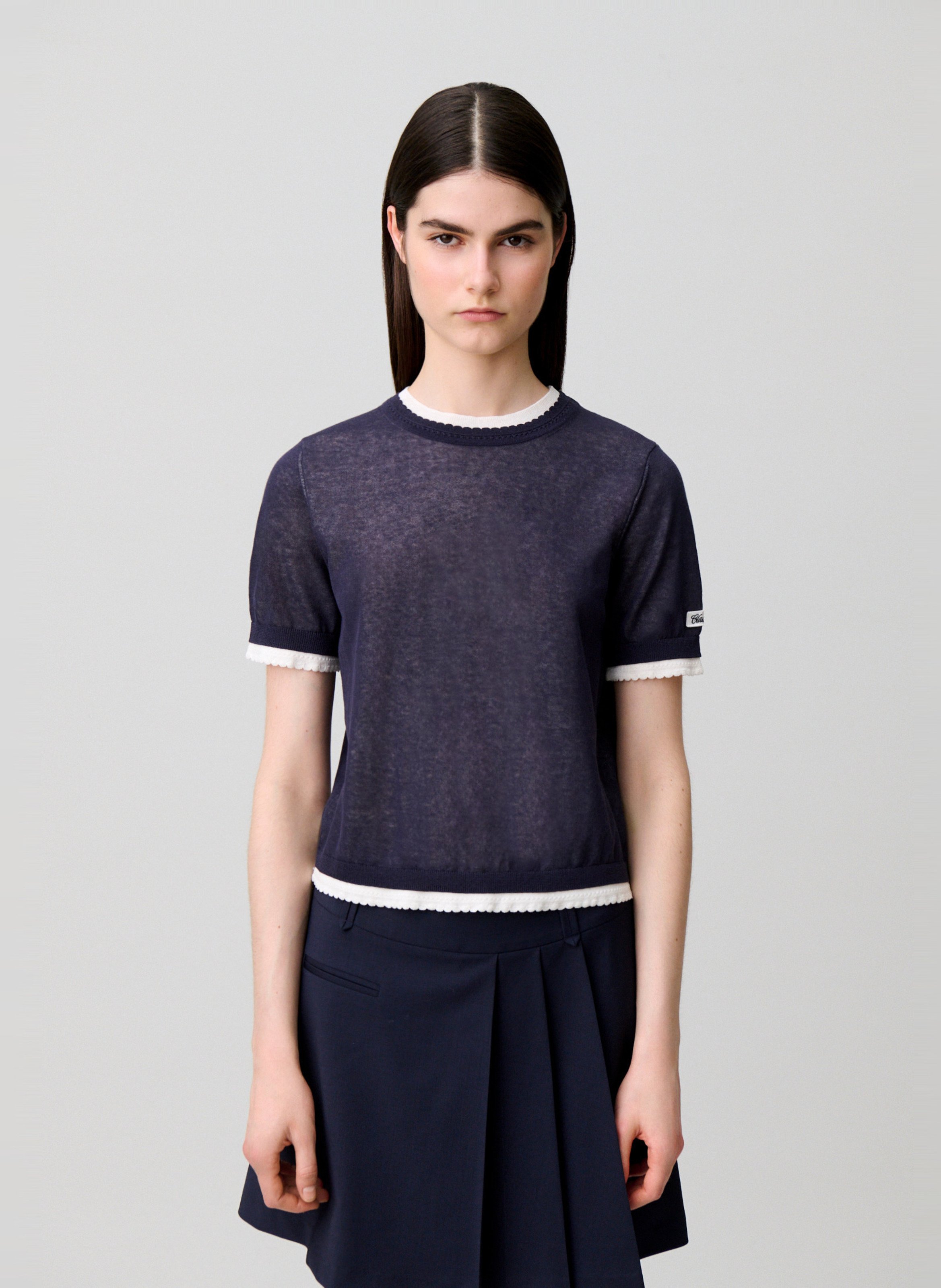 Pull droit en coton mélangé CLAUDIE PIERLOT Noir