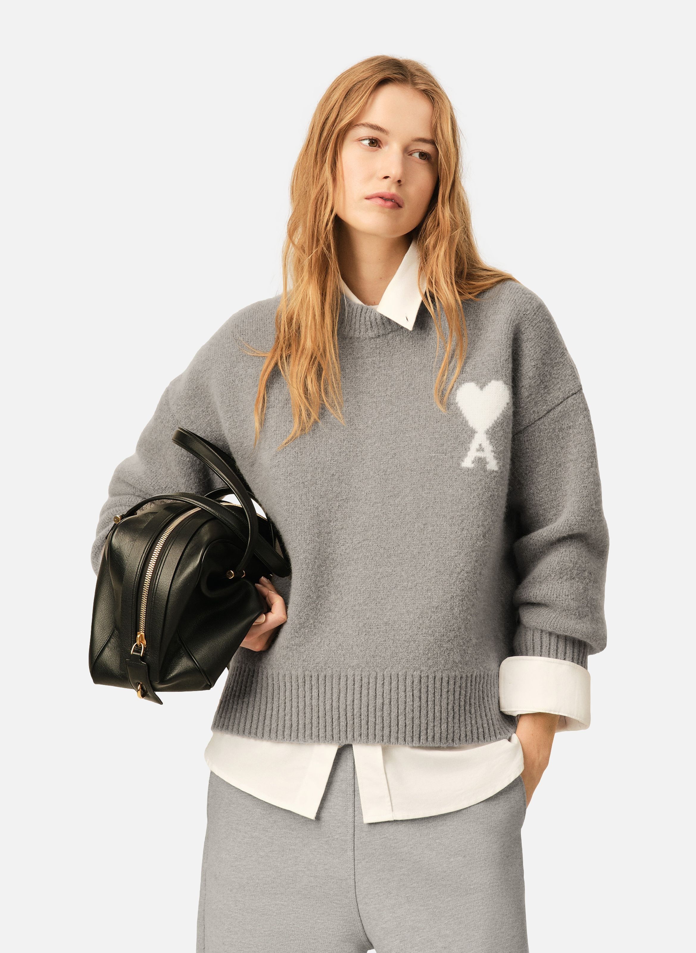 Pull unisexe en alpaga ami de coeur AMI PARIS Gris
