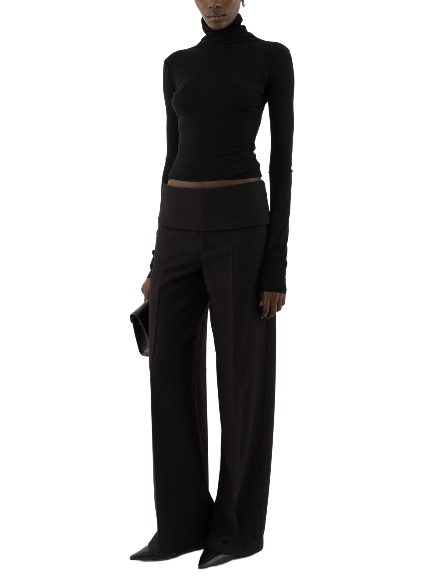 Pantalon large à taille haute repliée ARAKII Marron