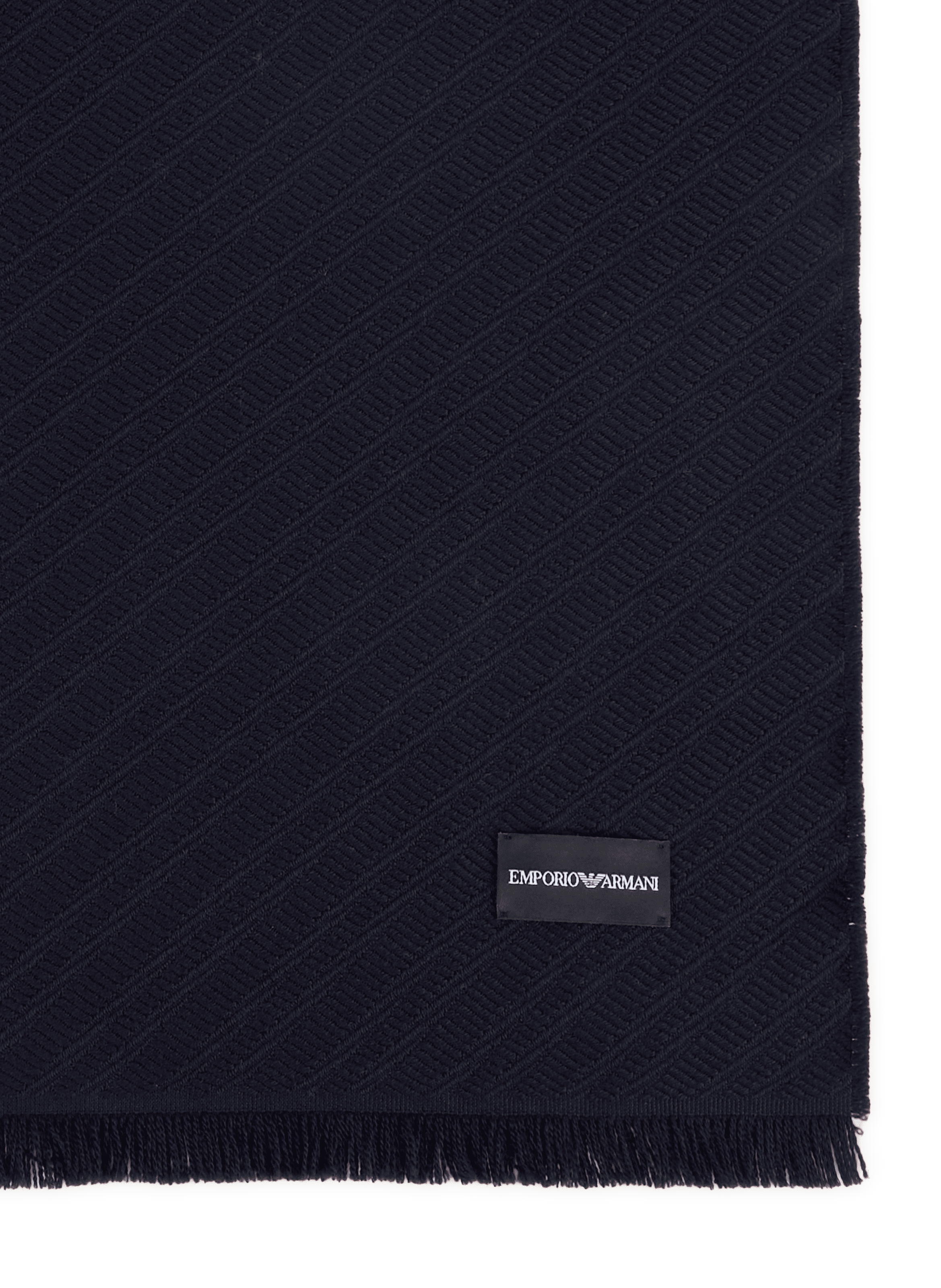Striped wool scarf with frayed edges EMPORIO ARMANI Blue
