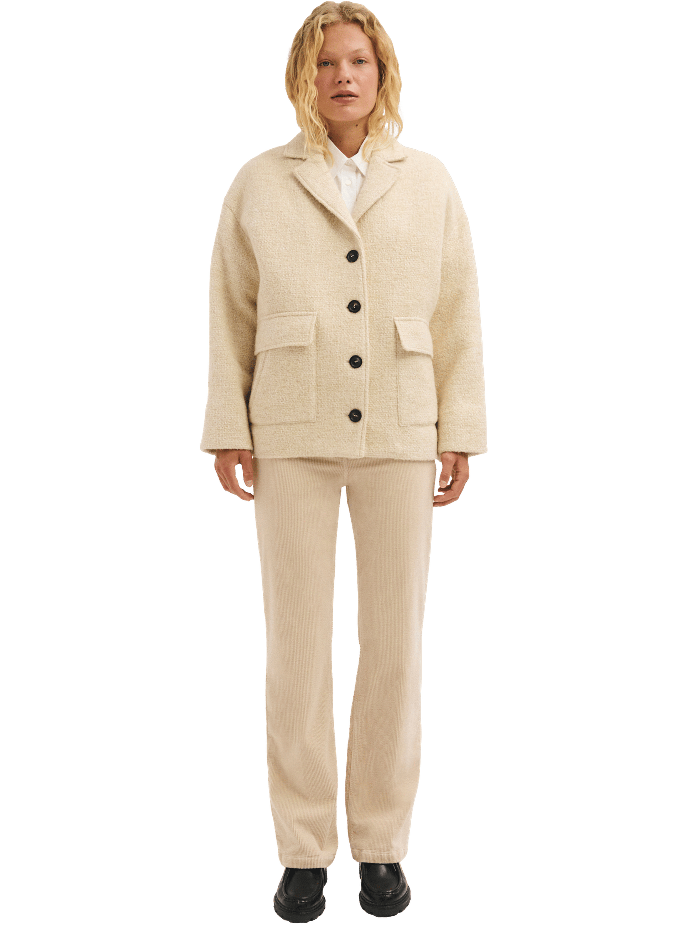 Manteau court en tweed uni - arly PABLO Beige