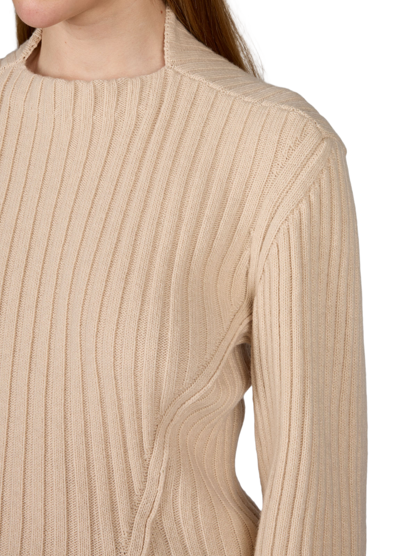 Gerader Rundhalsausschnitt-Pullover aus Wolle und Kaschmir-Mischung VICTORIA BECKHAM Beige