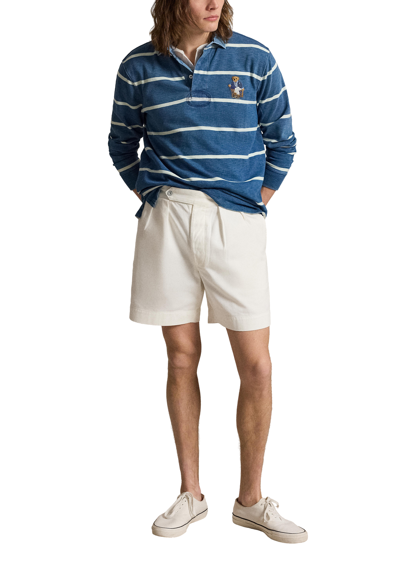 Classic striped Polo Bear Rugby polo in cotton POLO RALPH LAUREN Blue