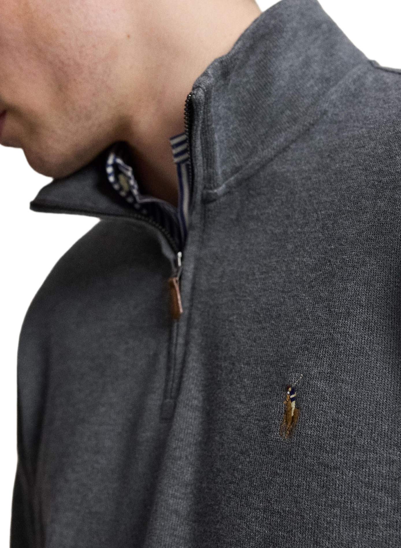 Pull droit col montant en coton | Gris POLO RALPH LAUREN Homme