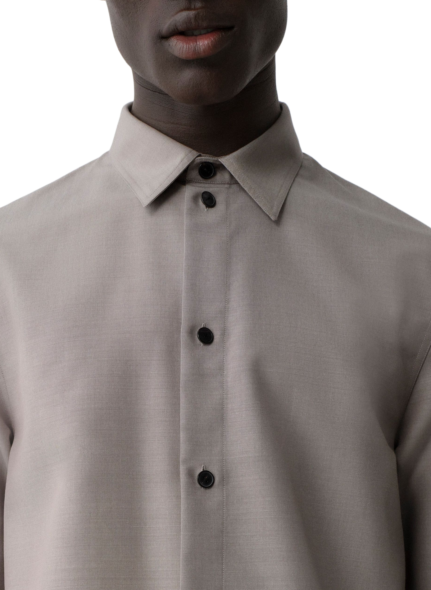 Slim fit Juan shirt in wool and silk CALVIN KLEIN COLLECTION Grey